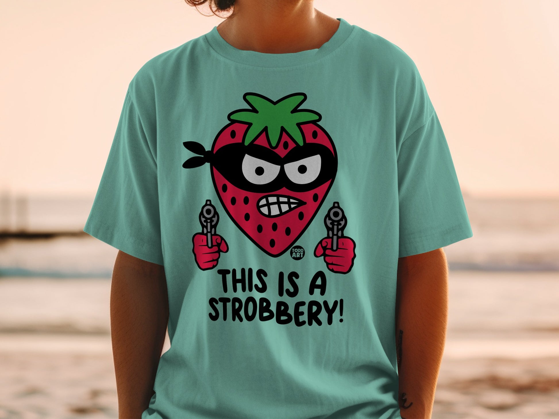 Strobbery Pun Strawberry Character Two Guns product type