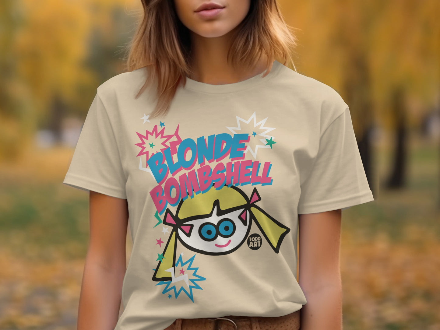 Blonde Bombshell Graphic Design T-shirt