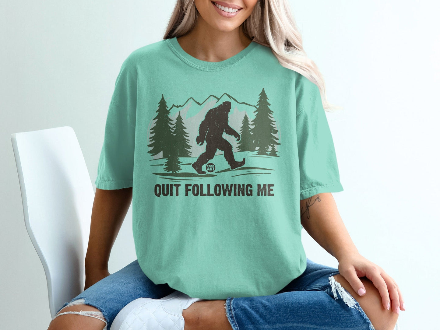 Quit Following Me Sasquatch Graphic Tee Shirt