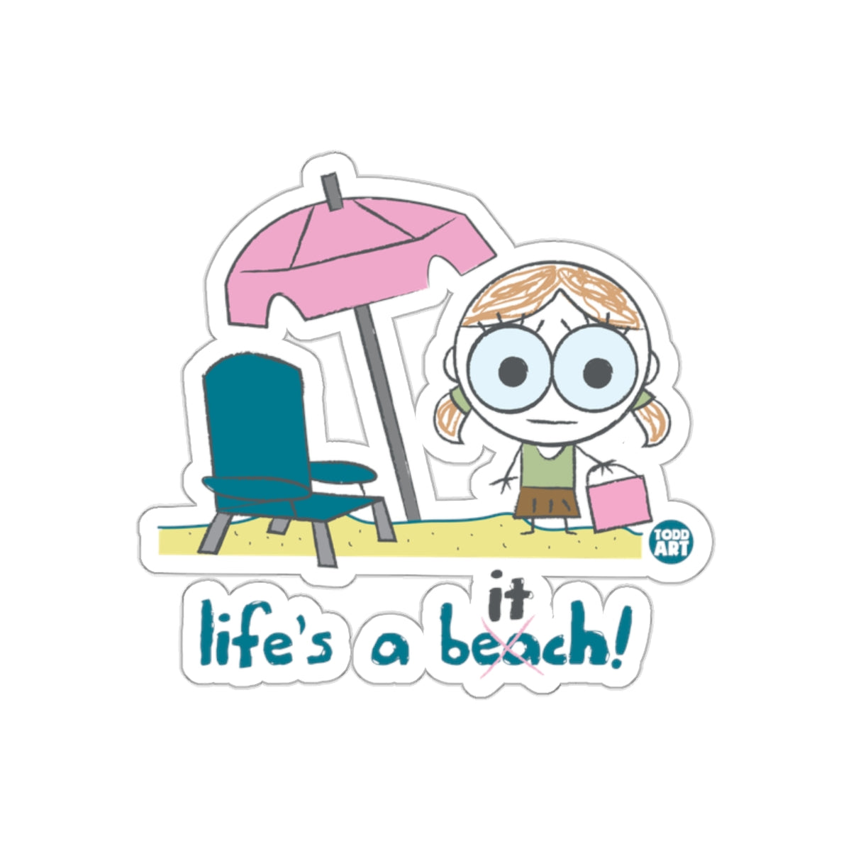 Life's A Beach Sticker Fun Cartoon Beach Vibes