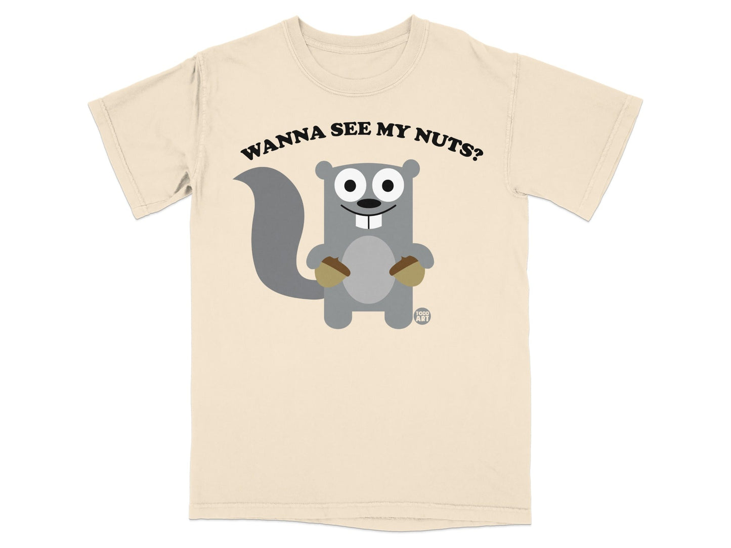 Funny Squirrel T-Shirt, Wanna See My Nuts Humor Tee, Cute Animal Pun Shirt, Adult Gag Gift, Playful Acorn Design, Unique Graphic T-Shirts