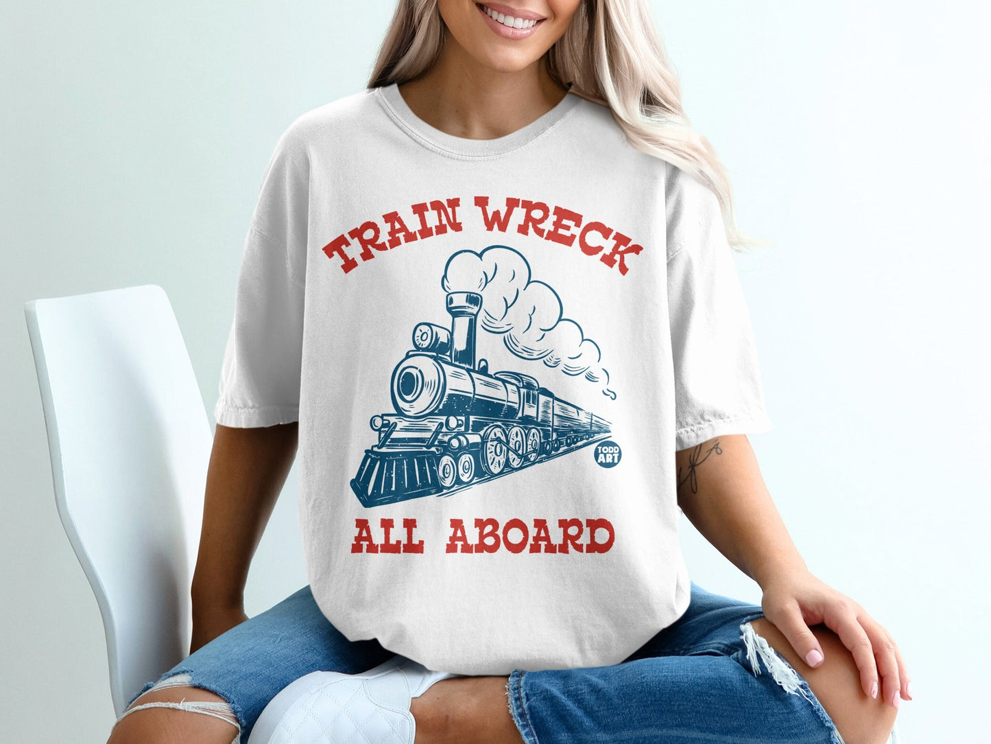 Train Wreck All Aboard Graphic T-Shirt