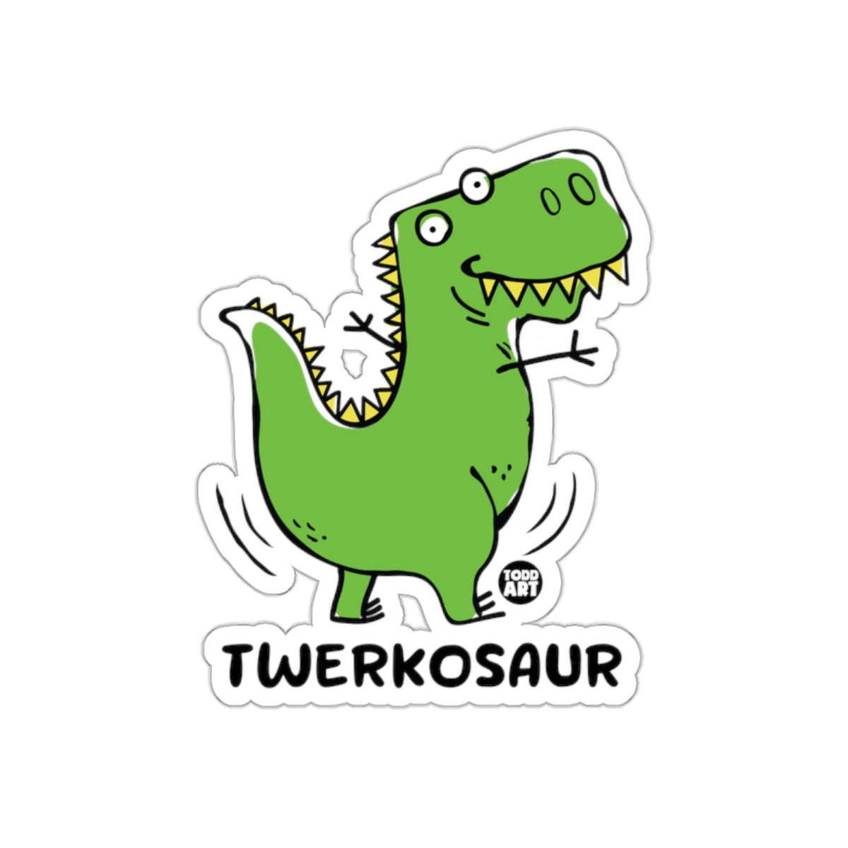 Twerkosaur bouncing dinosaur with quirky expression sticker
