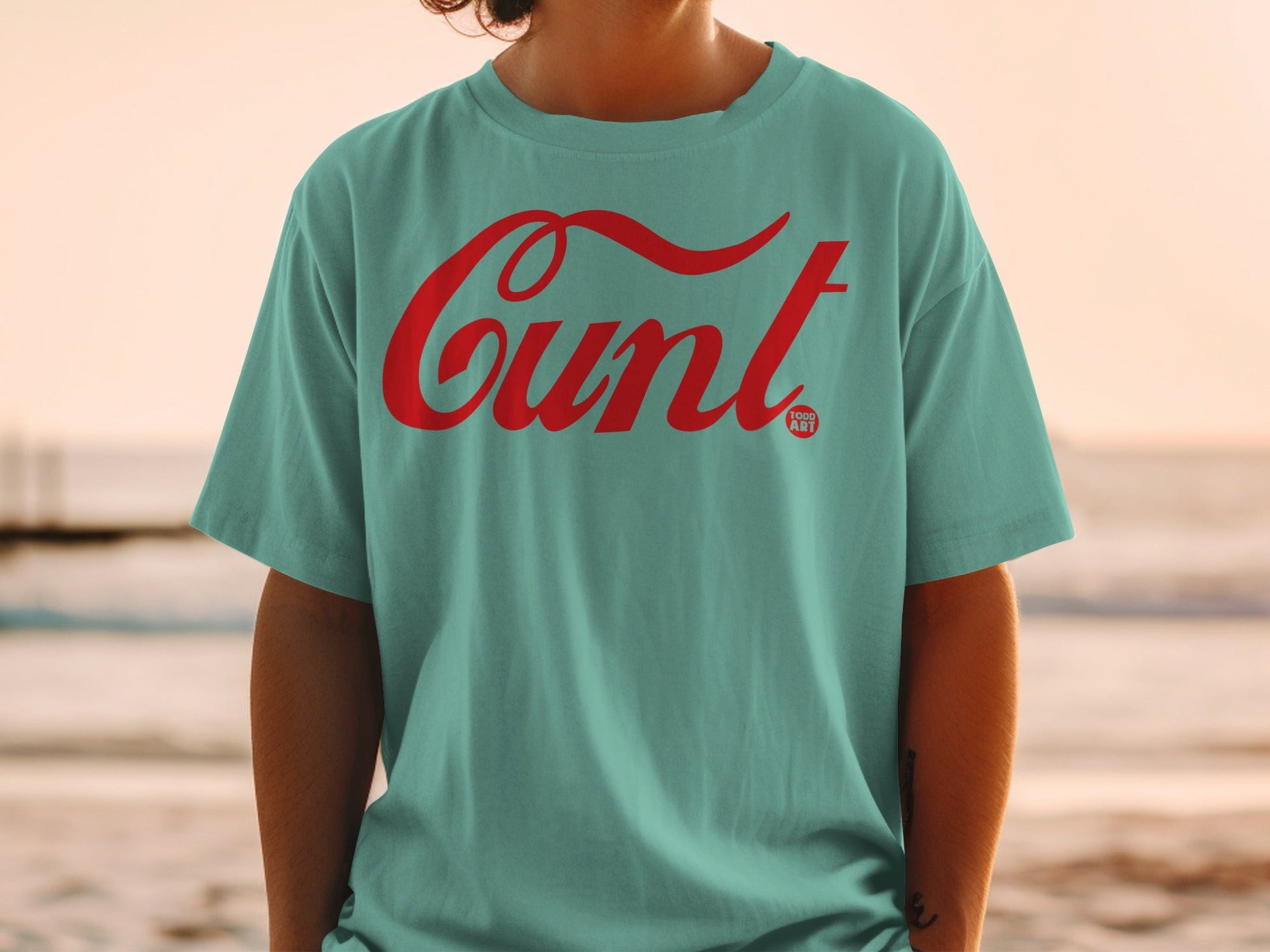 Bold Red Cursive Print Graphic TeeProduct