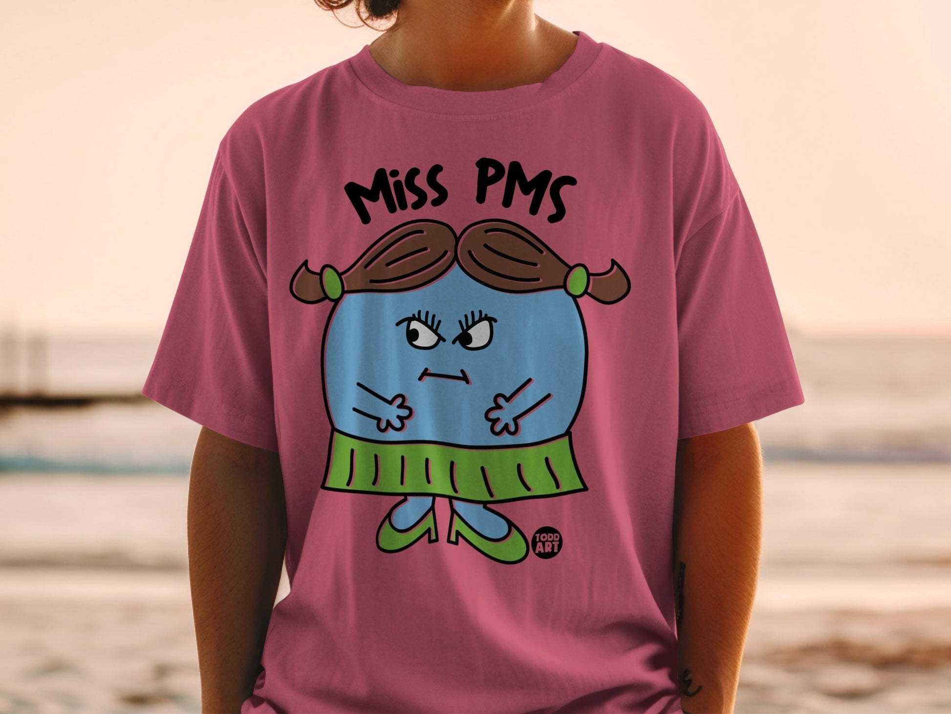 Miss PMS Cartoon Todd Art Graphic Tee Shirt