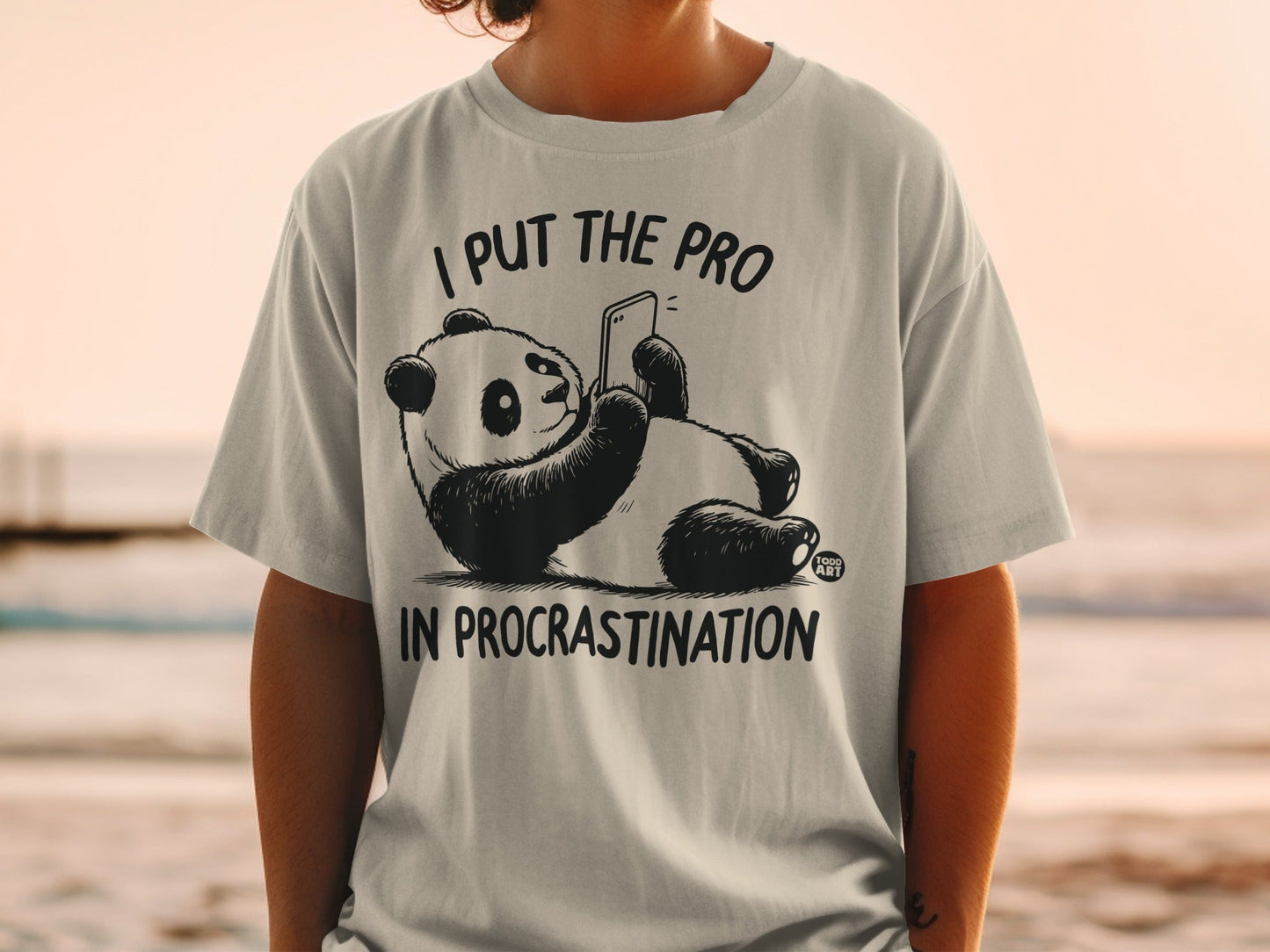 Procrastination Panda Graphic T-Shirt for Relaxed Casual Look