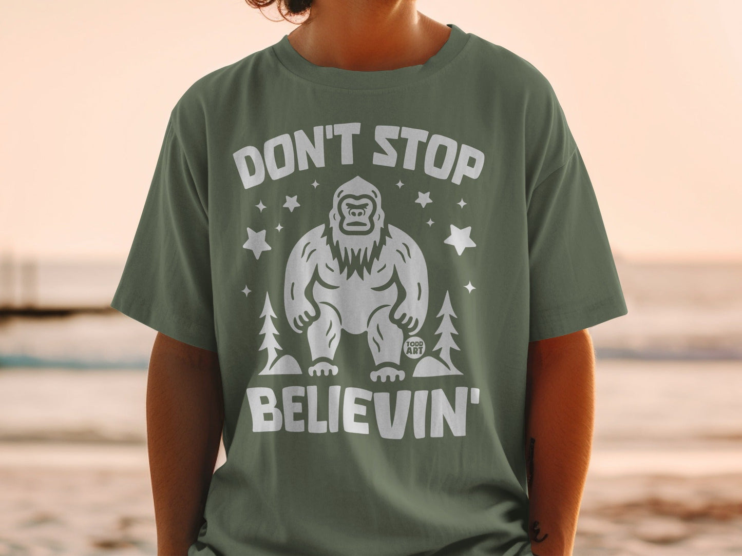 Don't Stop Believin' Bigfoot Graphic T-Shirt