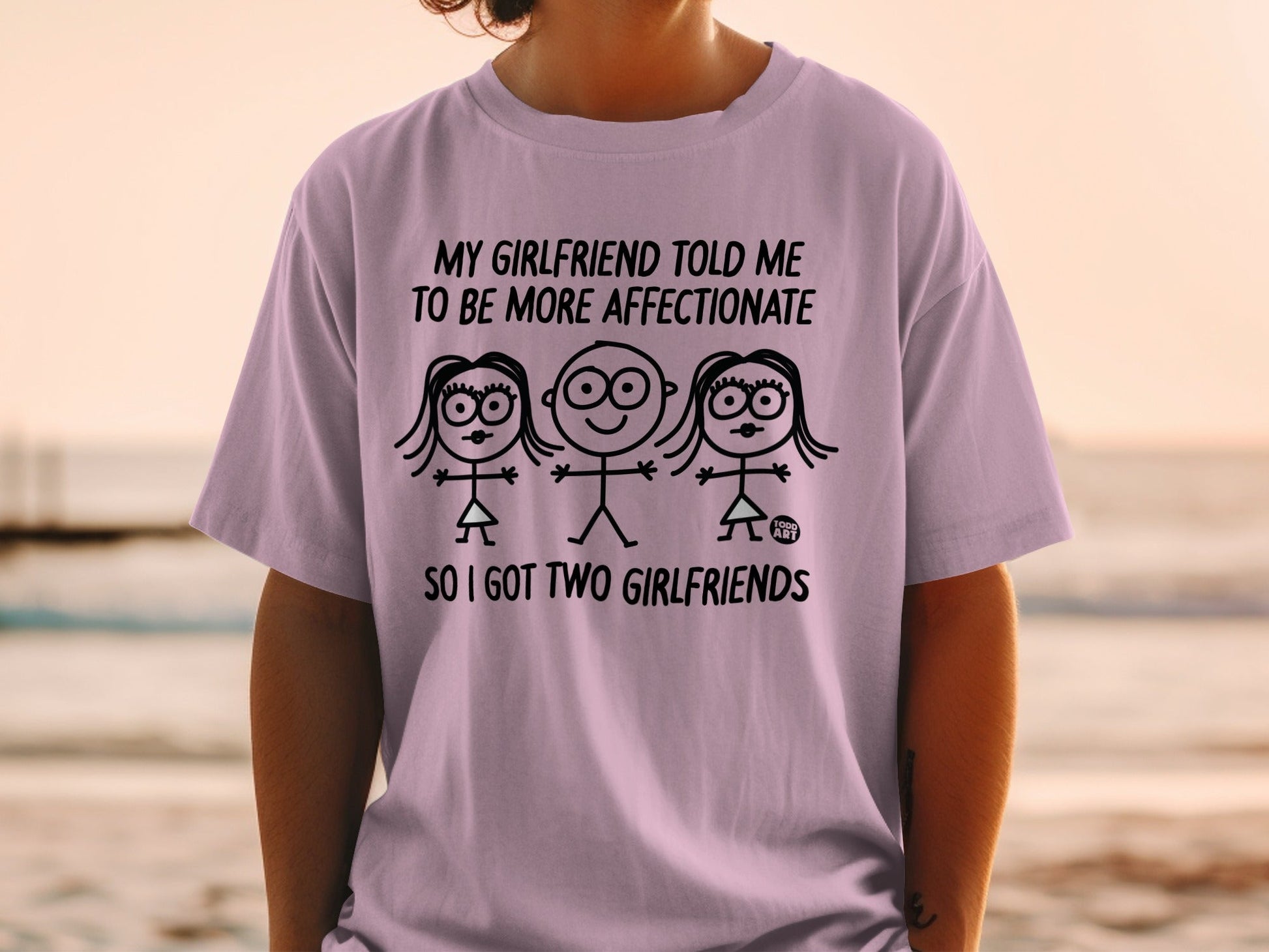 Funny Two Girlfriends Stick Figure Humor T-Shirt