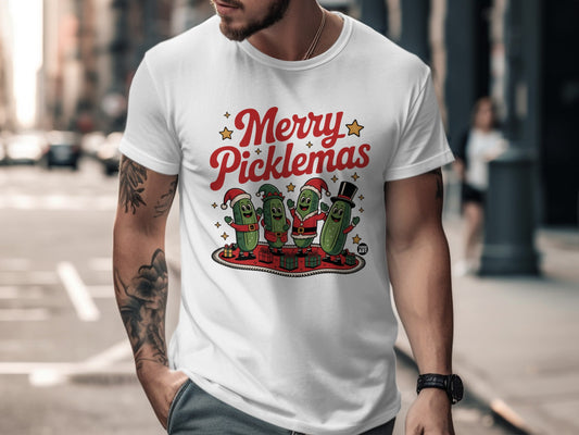 Merry Picklemas Christmas Funny Graphic T-Shirt