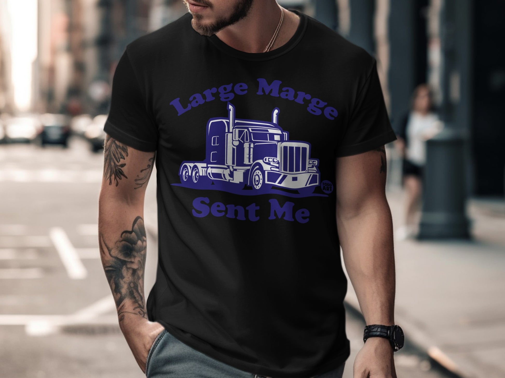 Large Marge Sent Me Semi Truck Graphic T-Shirt