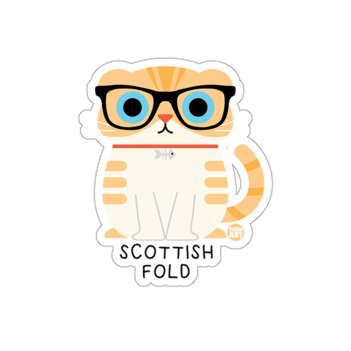 Scottish Fold Cat Wearing Glasses Sticker