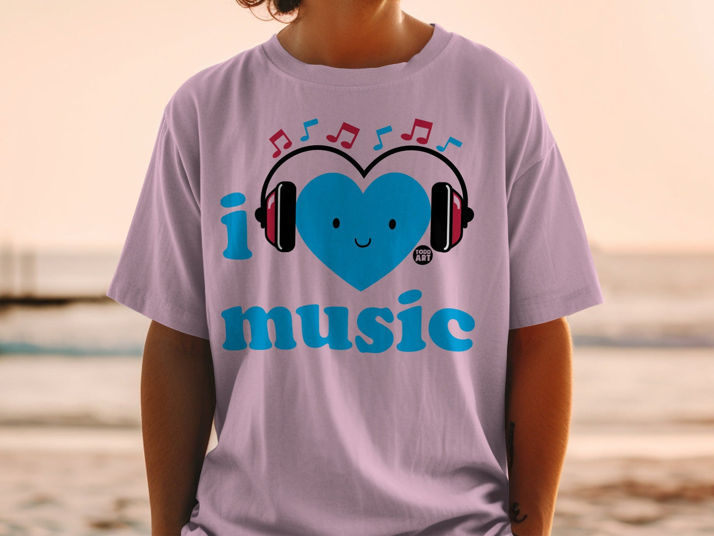 I Love Music Heart Headphones Graphic Design Shirt