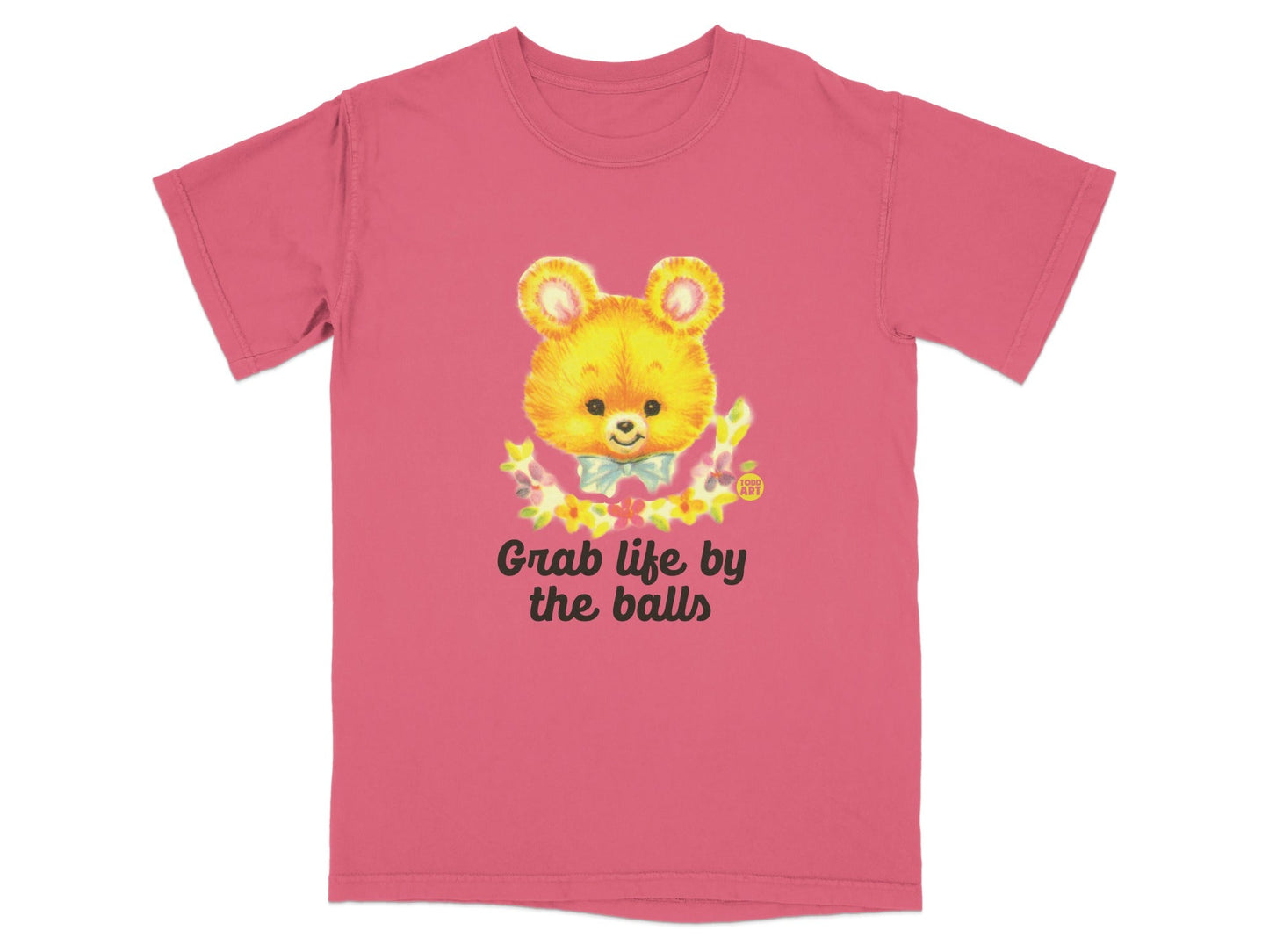 Cute Yellow Bear Graphic Grab Life by the Balls Shirt