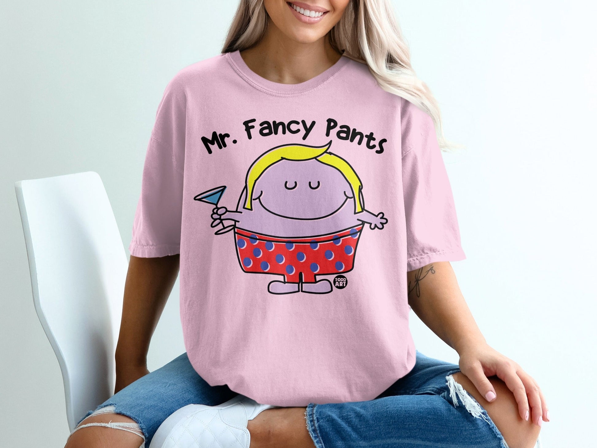 Mr. Fancy Pants Cartoon Graphic Tee Shirt for Women