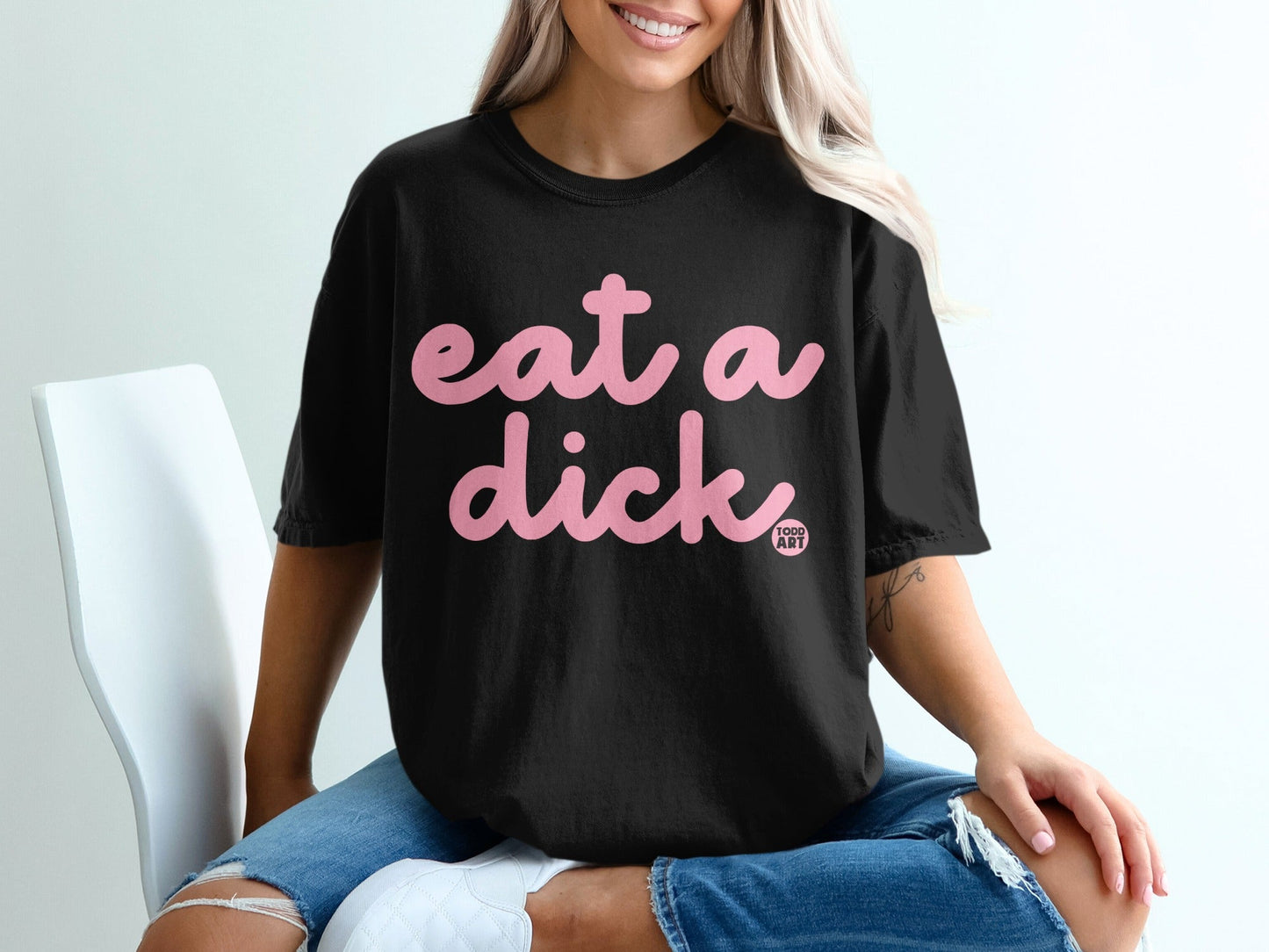 Eat A Dick Todd Art Graphic Black T-shirt