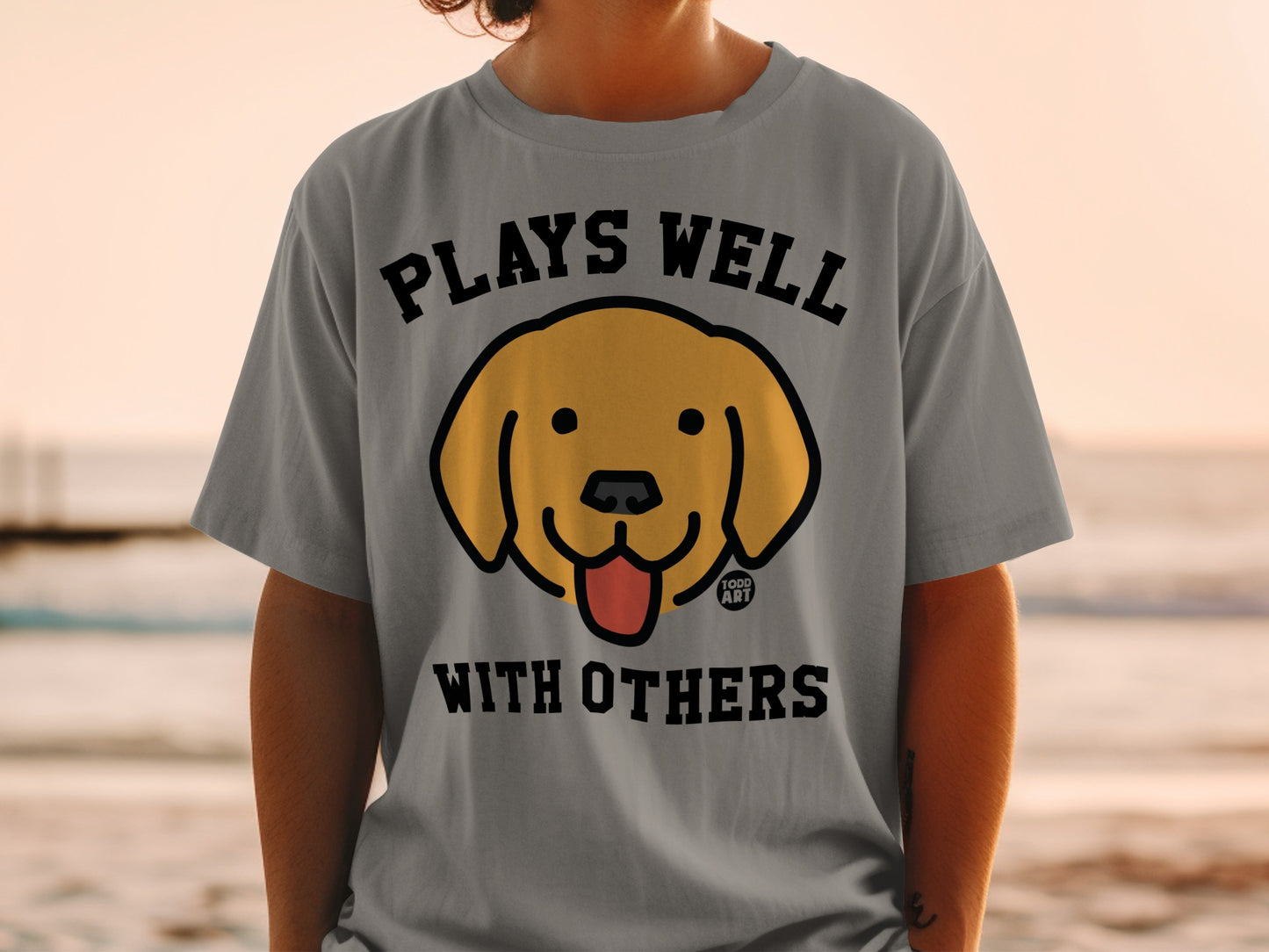 Plays Well With Others Dog Graphic Tee Shirt