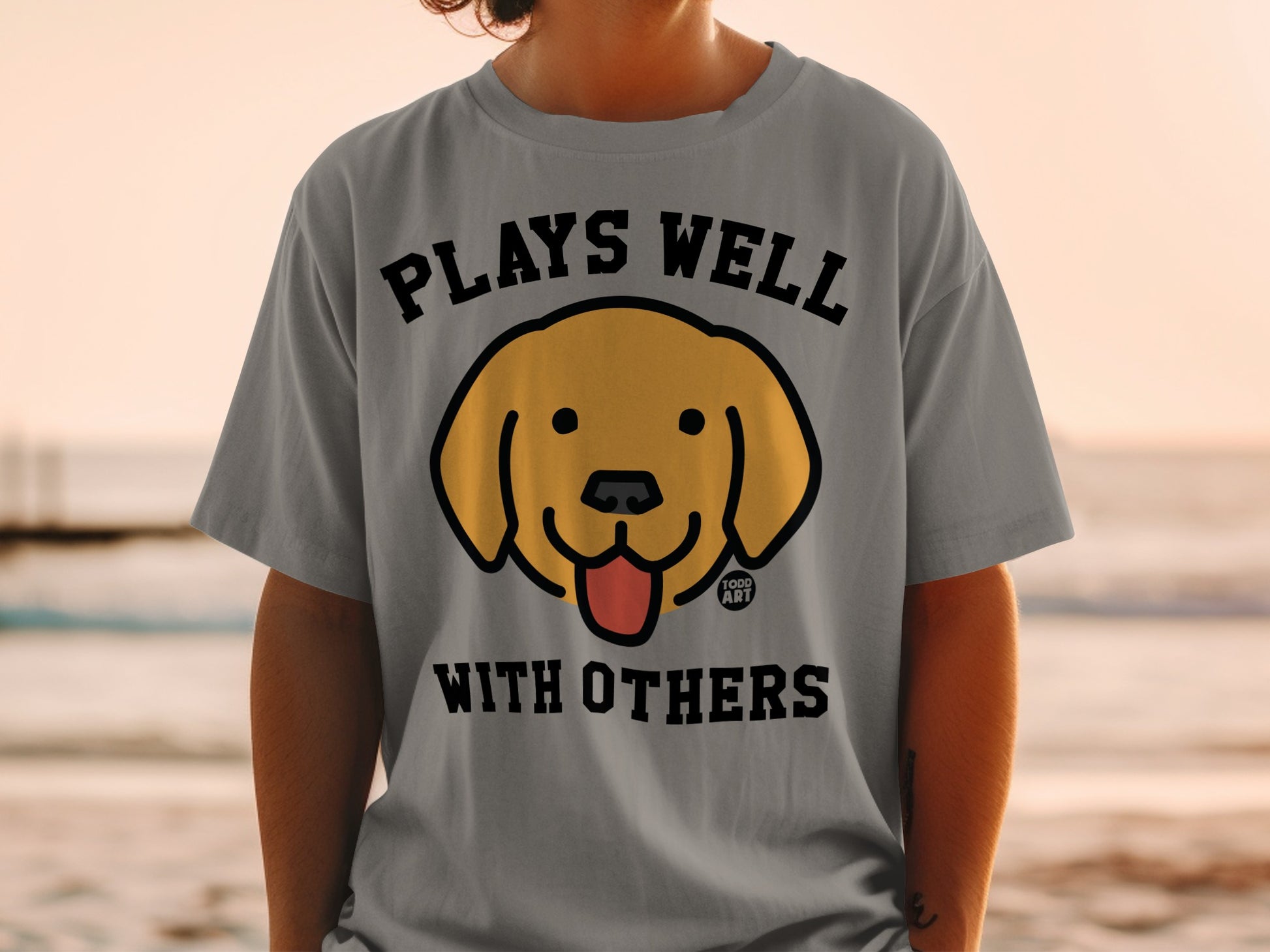 Plays Well With Others Dog Graphic Tee Shirt