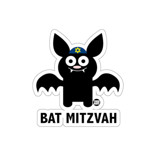 Cute Bat Mitzvah Bat Sticker with Star of David Hat