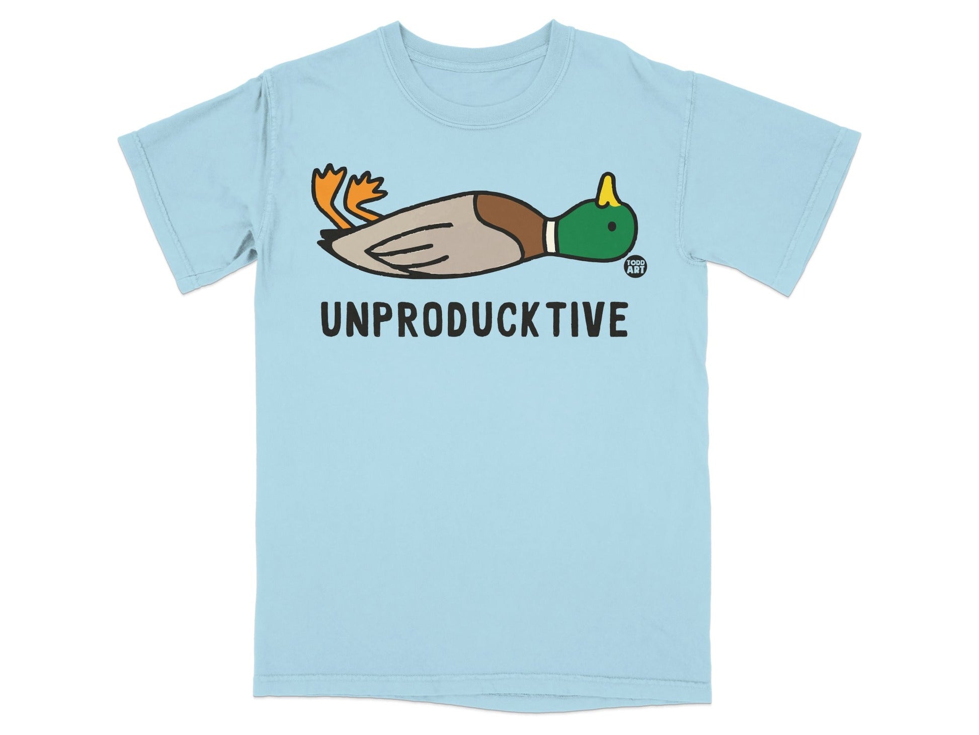 Unproductive Duck Print Light Blue T-Shirt