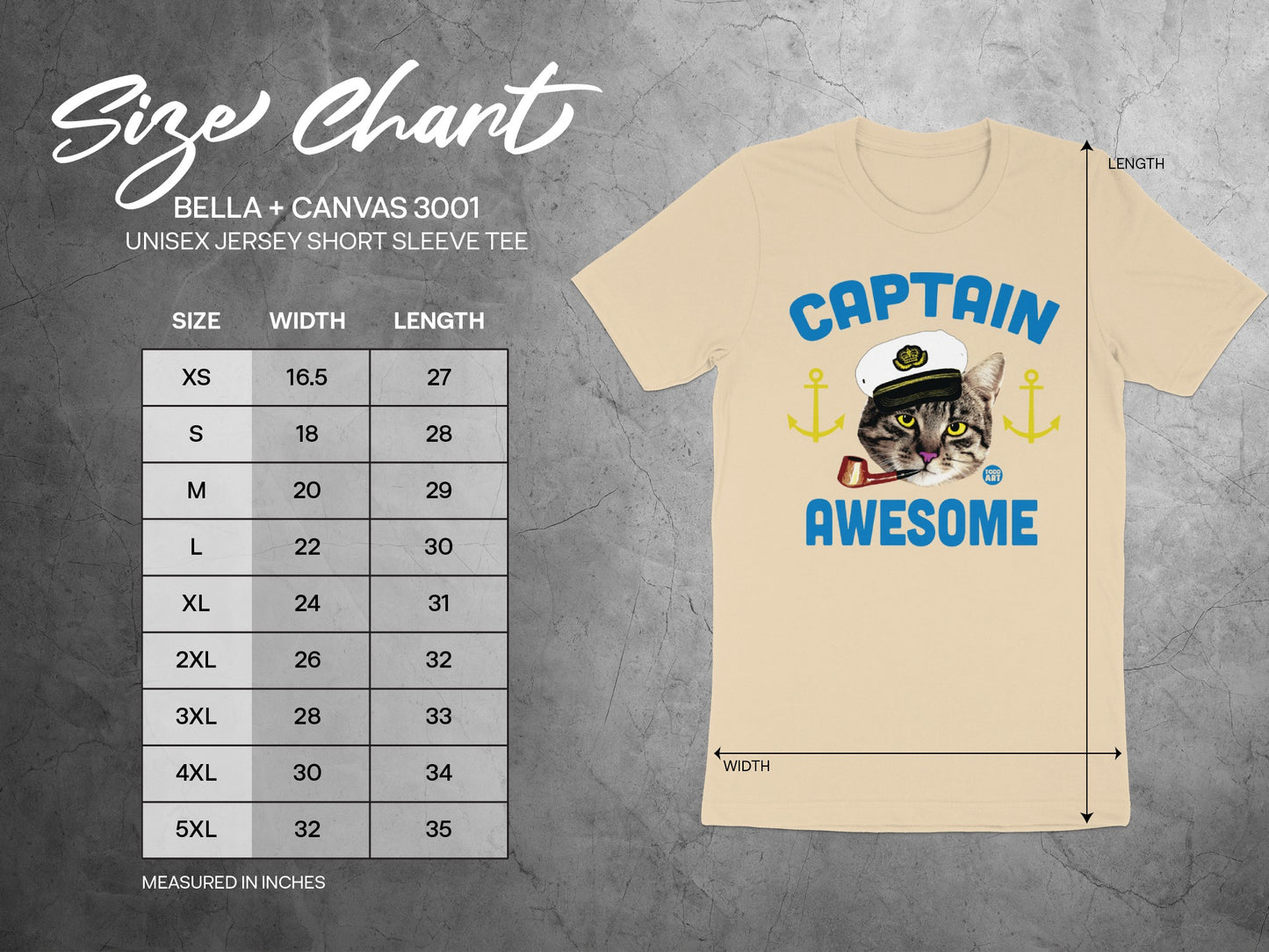 Captain Awesome Cat Print Bella + Canvas 3001 Unisex Shirt
