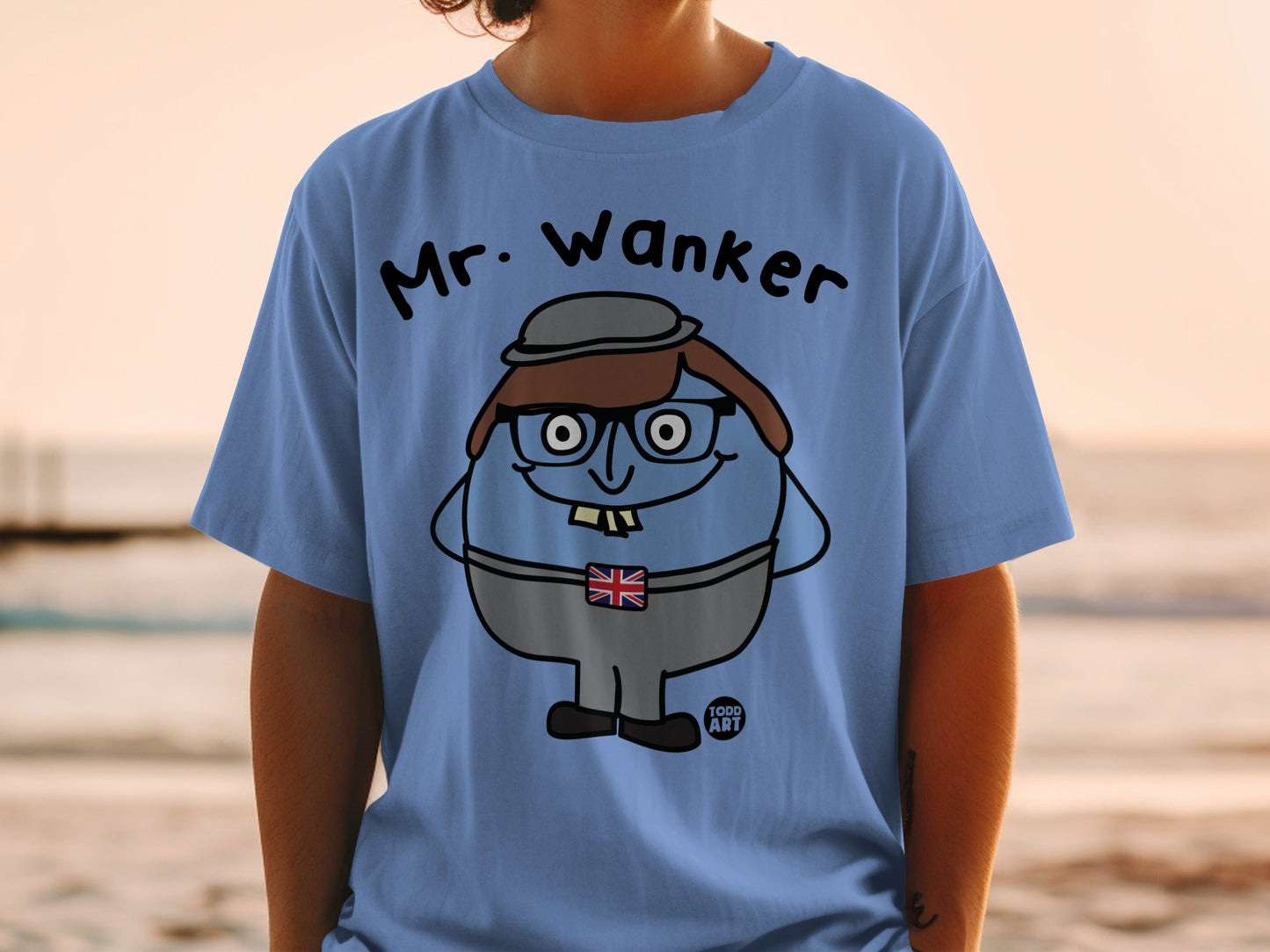 Mr. Wanker Blue Todd Art Graphic T-Shirt Design