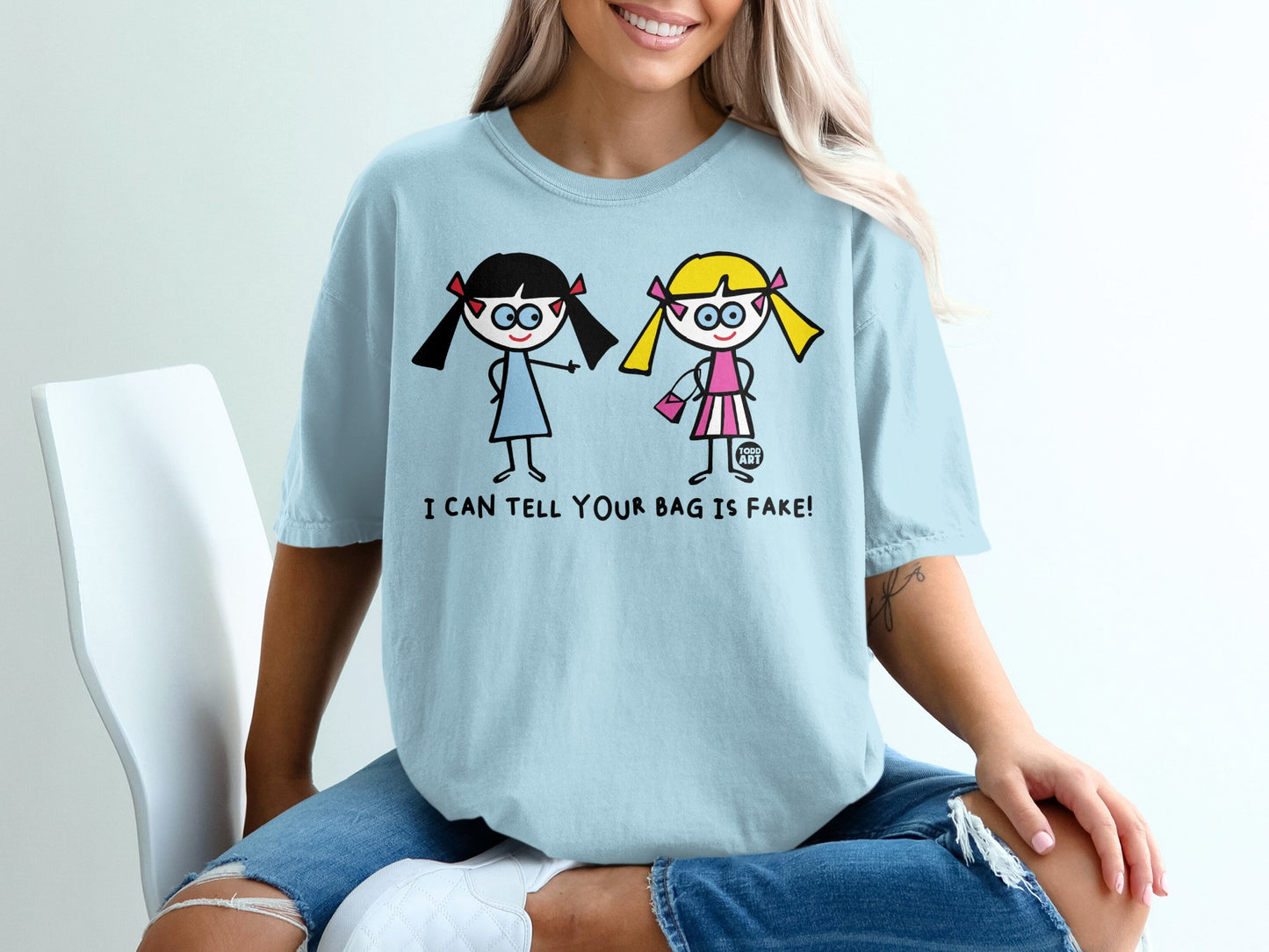 I Can Tell Your Bag Is Fake Cartoon Graphic T-Shirt