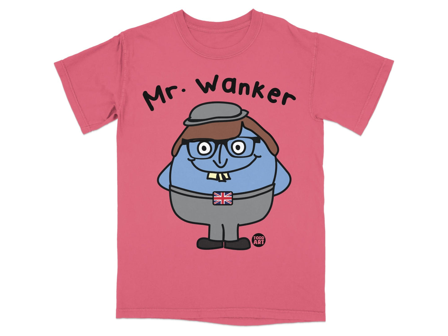 Mr. Wanker Graphic Funny British Cartoon T-Shirt