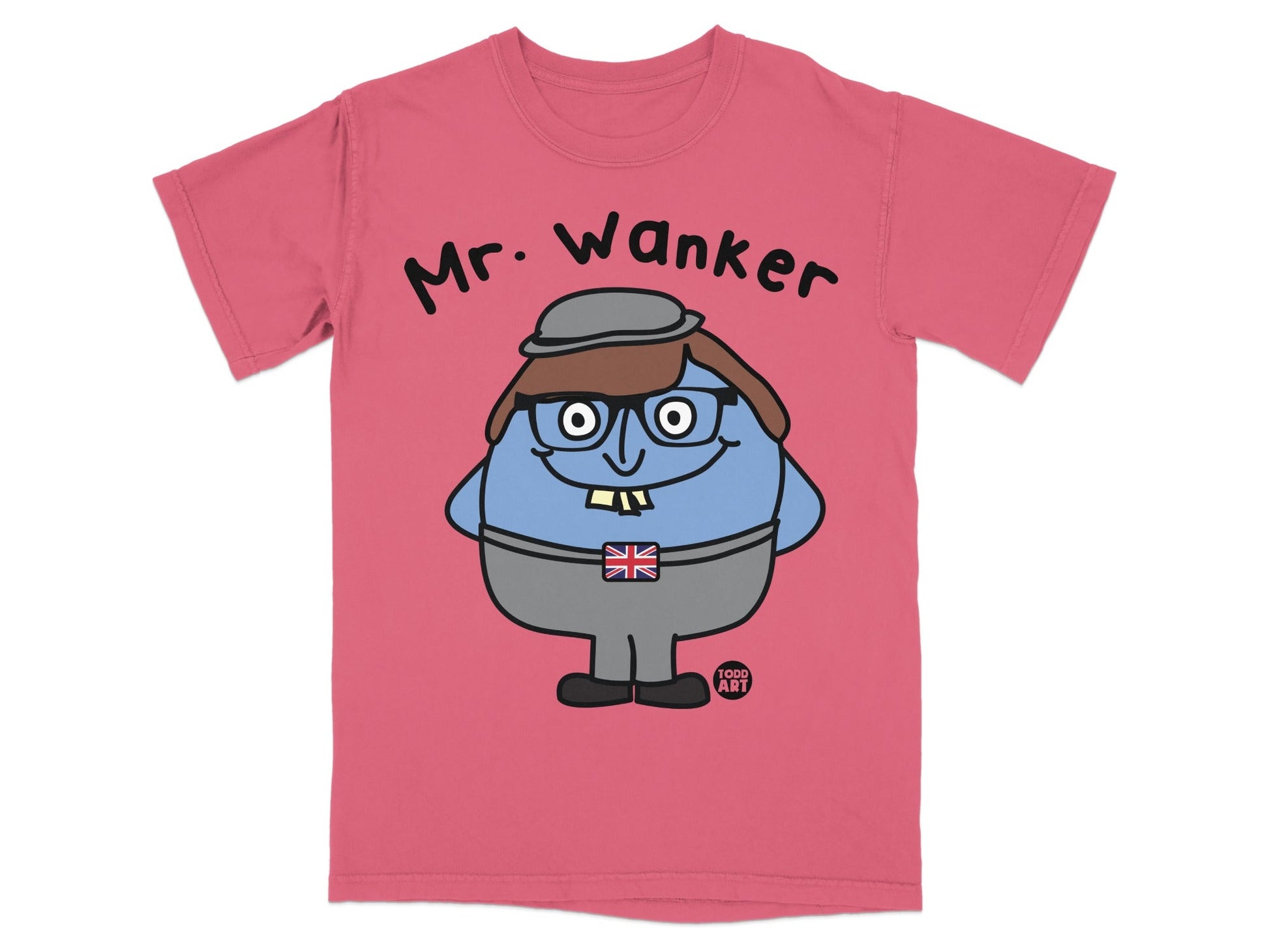 Mr. Wanker Graphic Funny British Cartoon T-Shirt