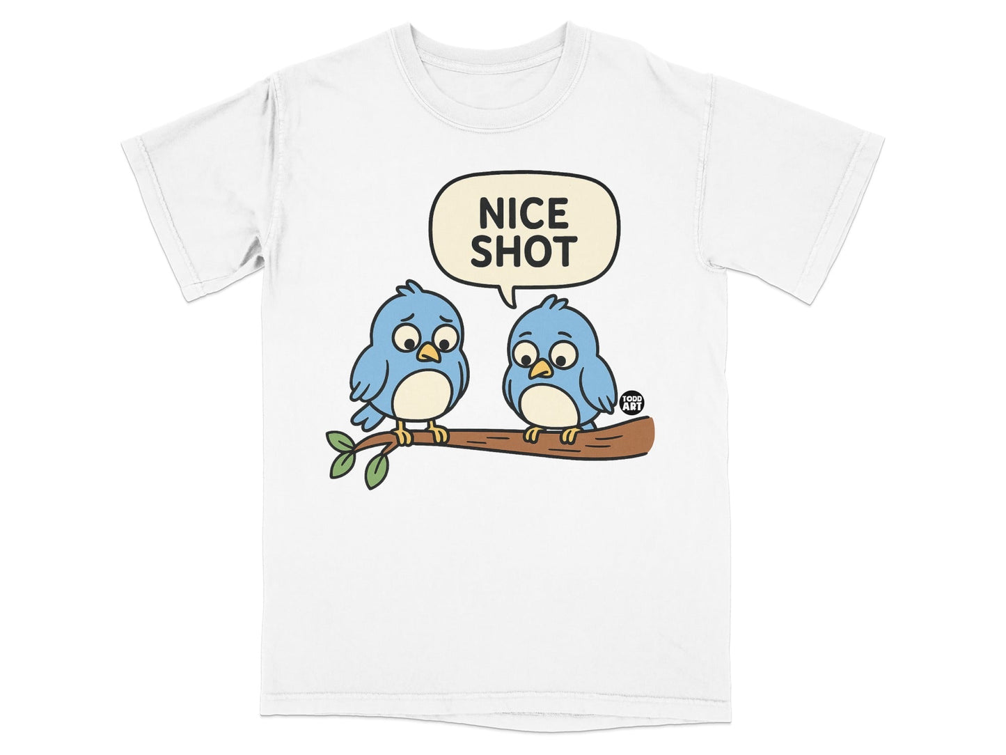 Nice Shot Birds Cartoon Graphic T-Shirt Design
