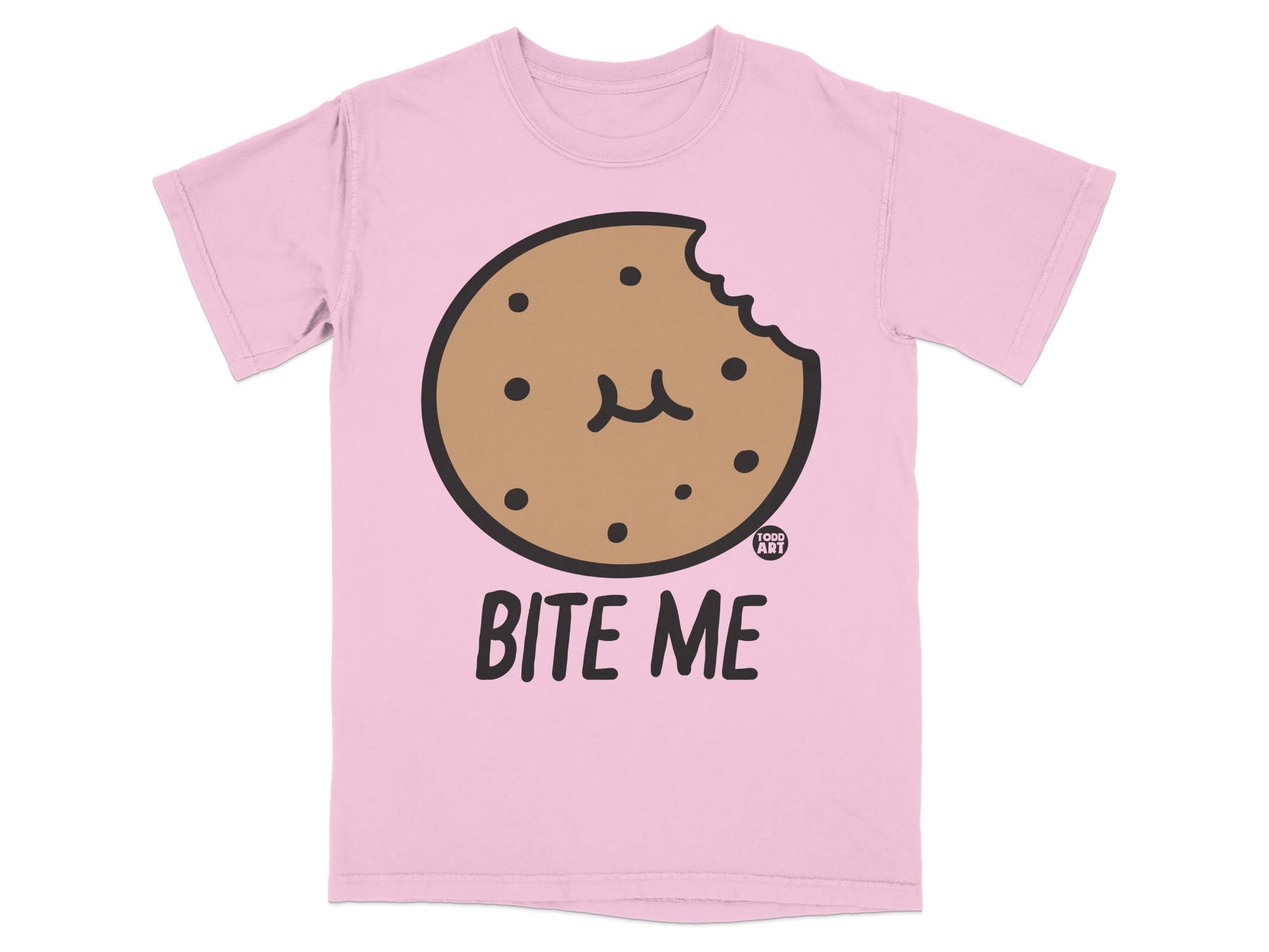 Bite Me Cookie Graphic Fun Pink T-shirt