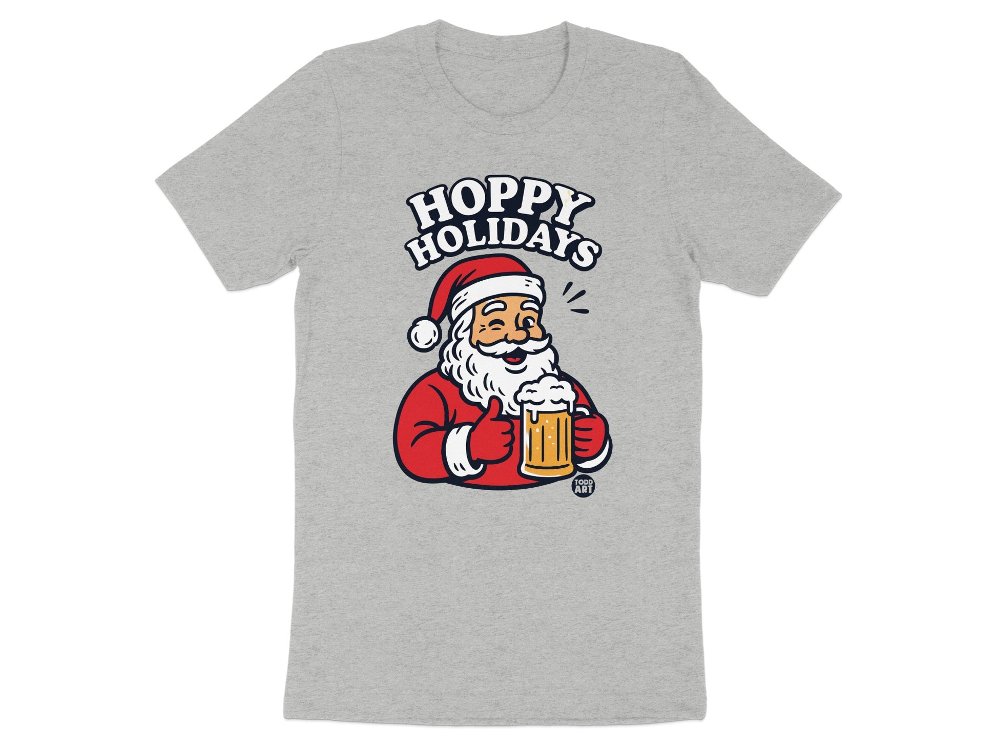 Hoppy Holidays Santa with Beer Graphic T-Shirt