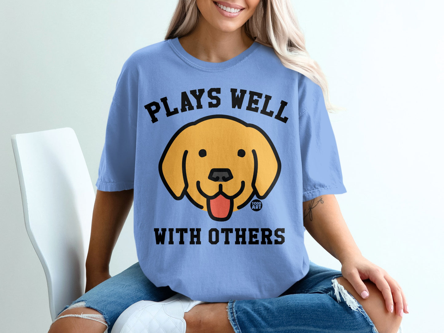 Plays Well With Others Adorable Dog T-Shirt