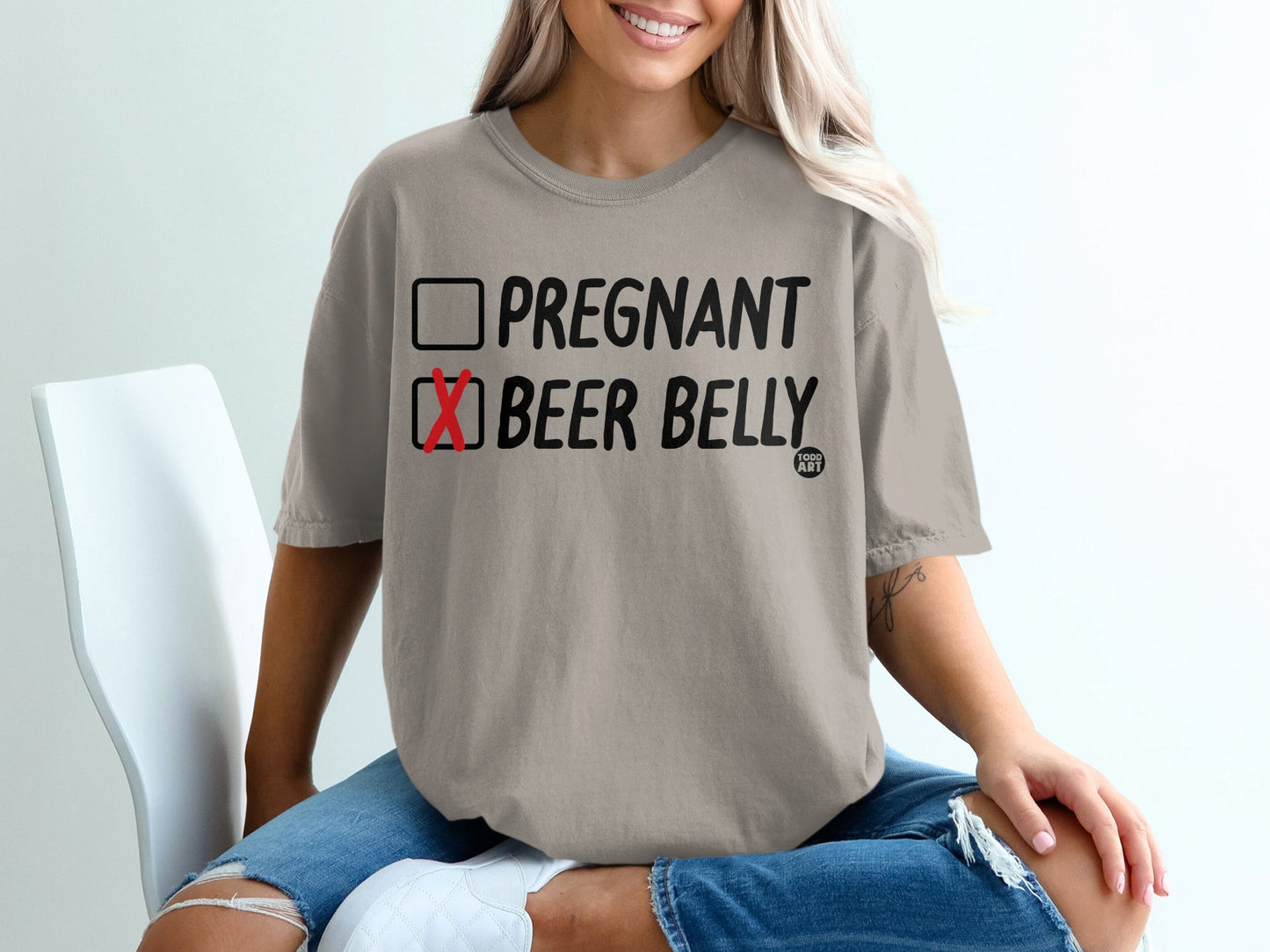 Pregnant Or Beer Belly Funny Statement T-shirt