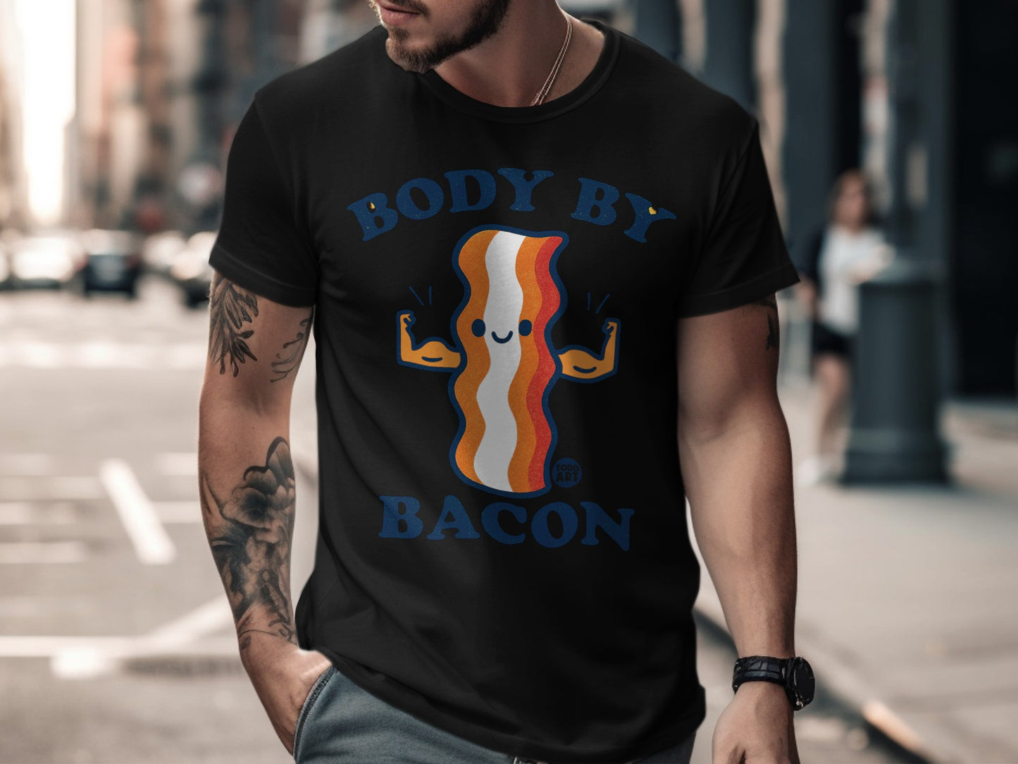 Body By Bacon Funny Graphic Tee for Bacon Lovers