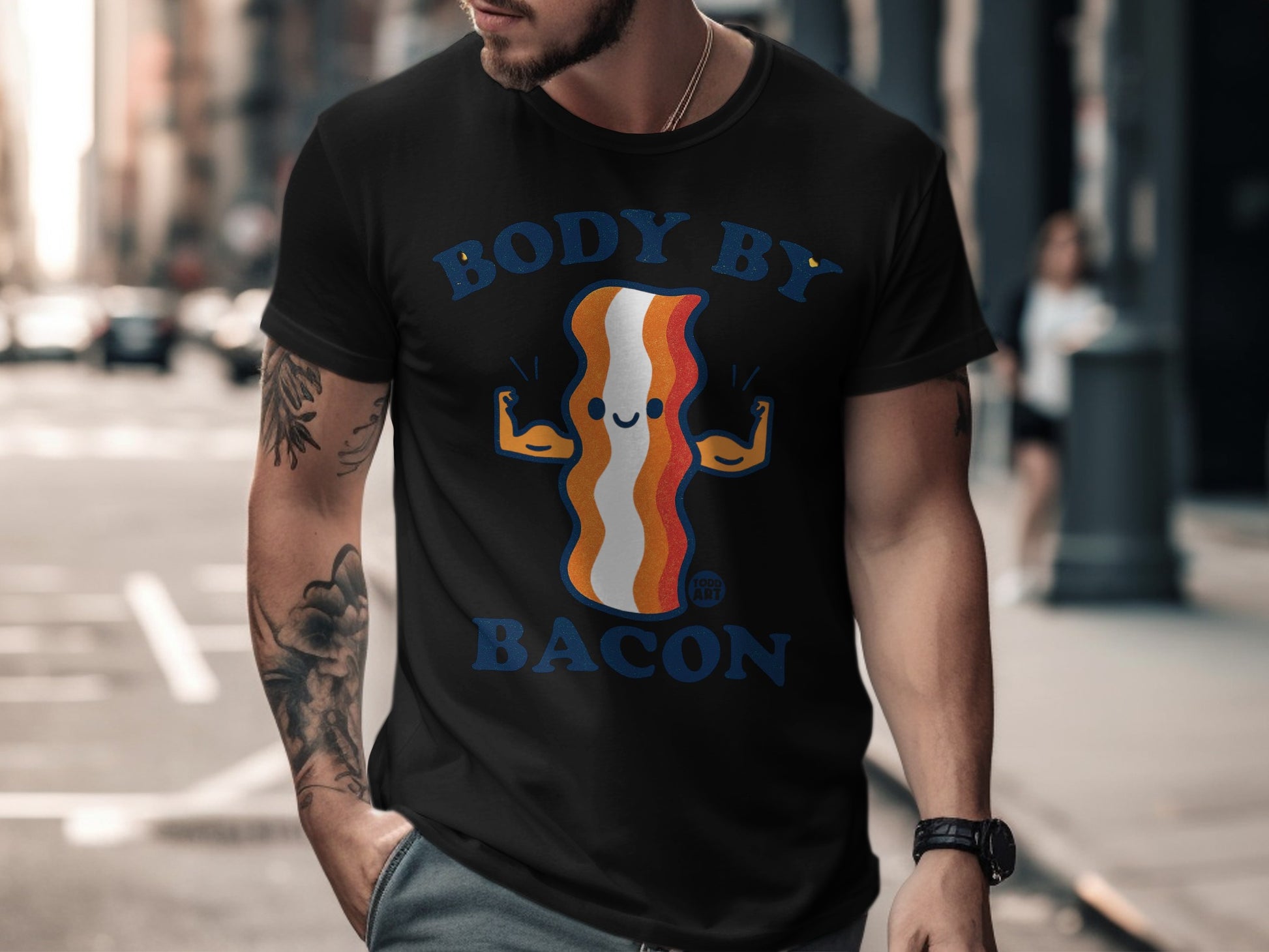 Body By Bacon Funny Graphic Tee for Bacon Lovers