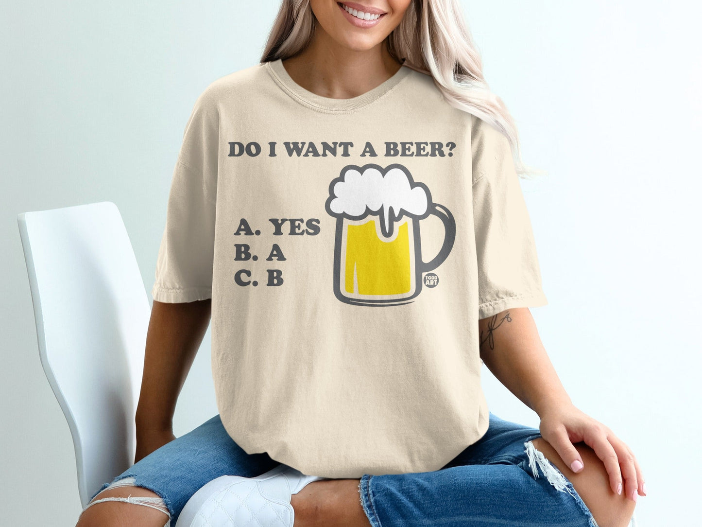 Do I Want A Beer Yes A B C Graphic T-shirt