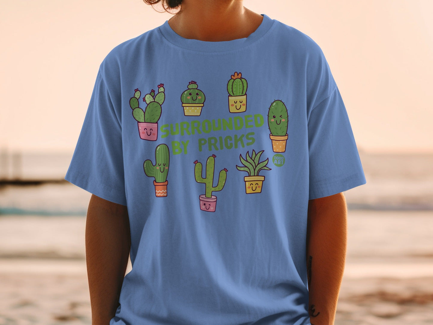 Surrounded By Pricks Funny Cactus Graphic T-Shirt