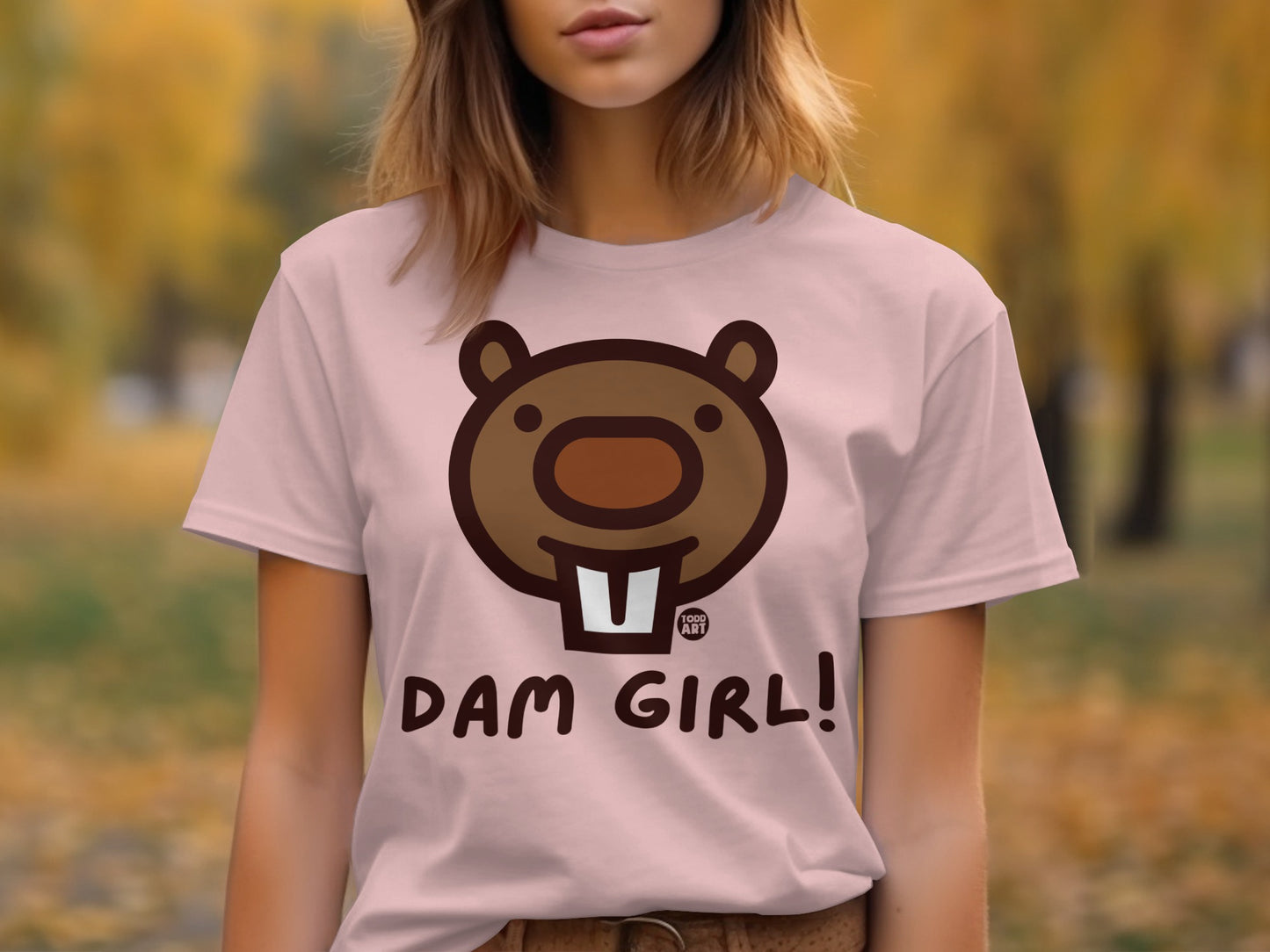 Dam Girl Cute Beaver Graphic Tee Shirt Product