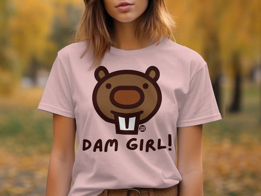 Dam Girl Cute Beaver Graphic Tee Shirt Product