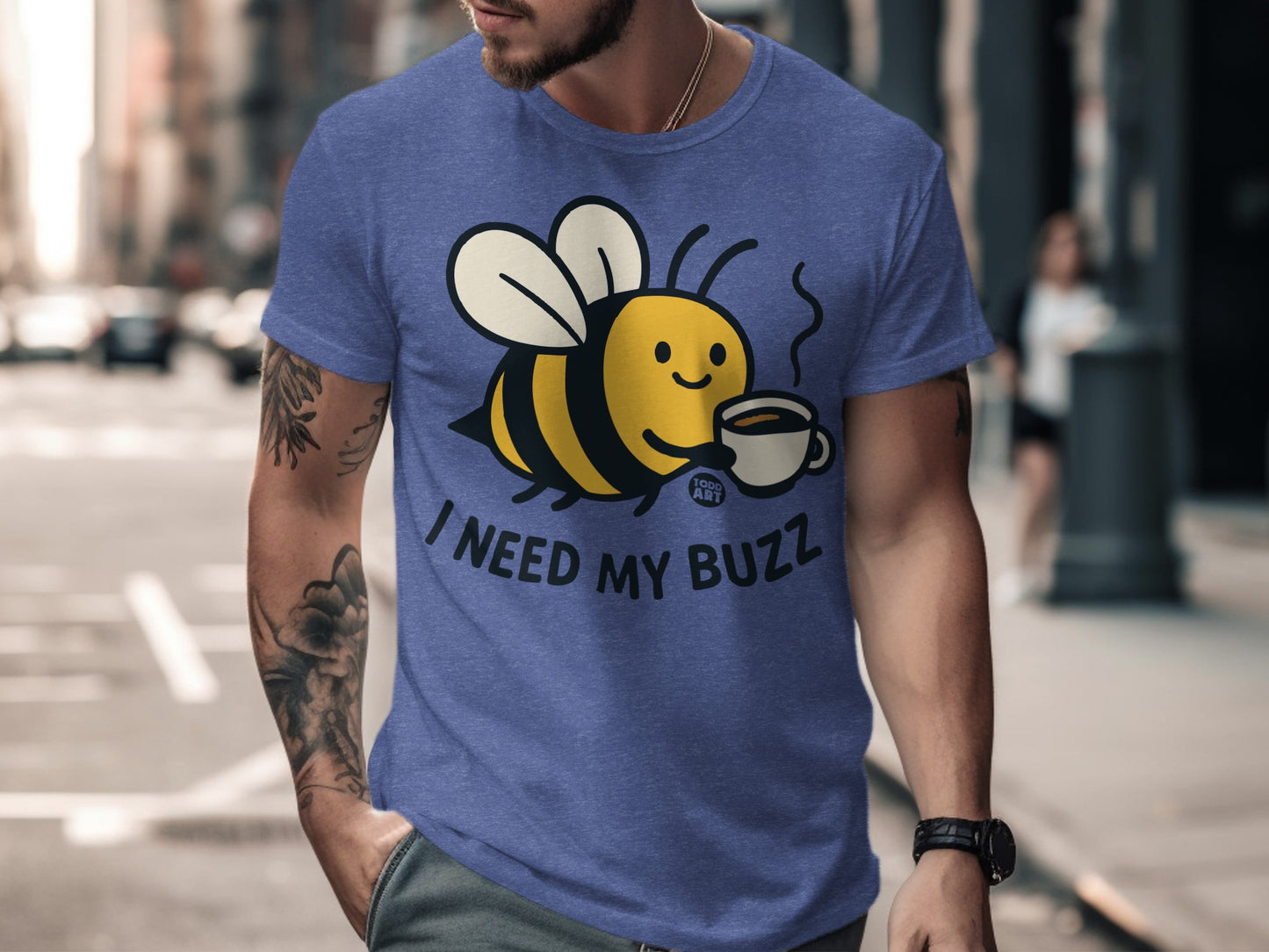 I Need My Buzz Bee Drinking Coffee T-shirt