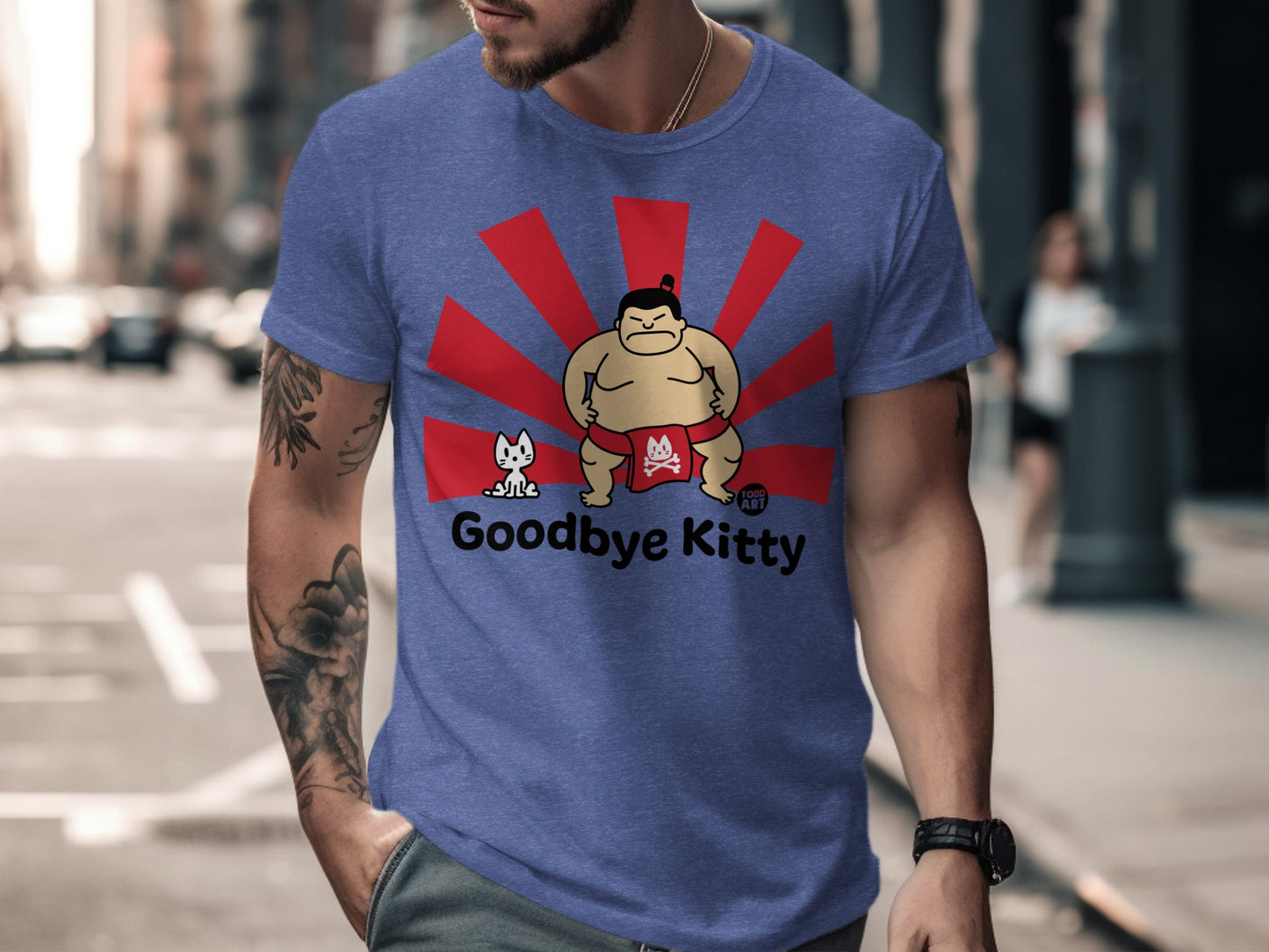 Funny Goodbye Kitty Sumo Wrestling T-shirt