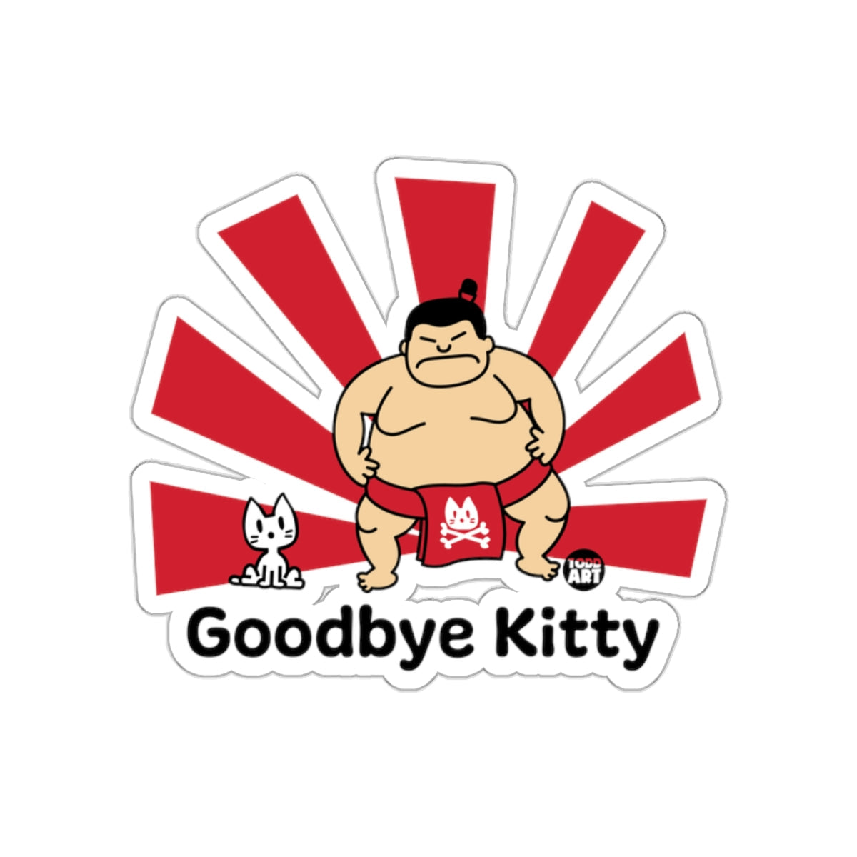 Goodbye Kitty Sumo Wrestler Funny Sticker for Laptops