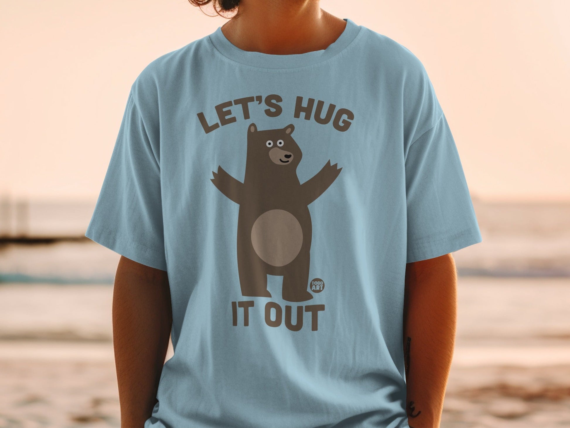 Let's Hug It Out Cute Bear Graphic T-shirt