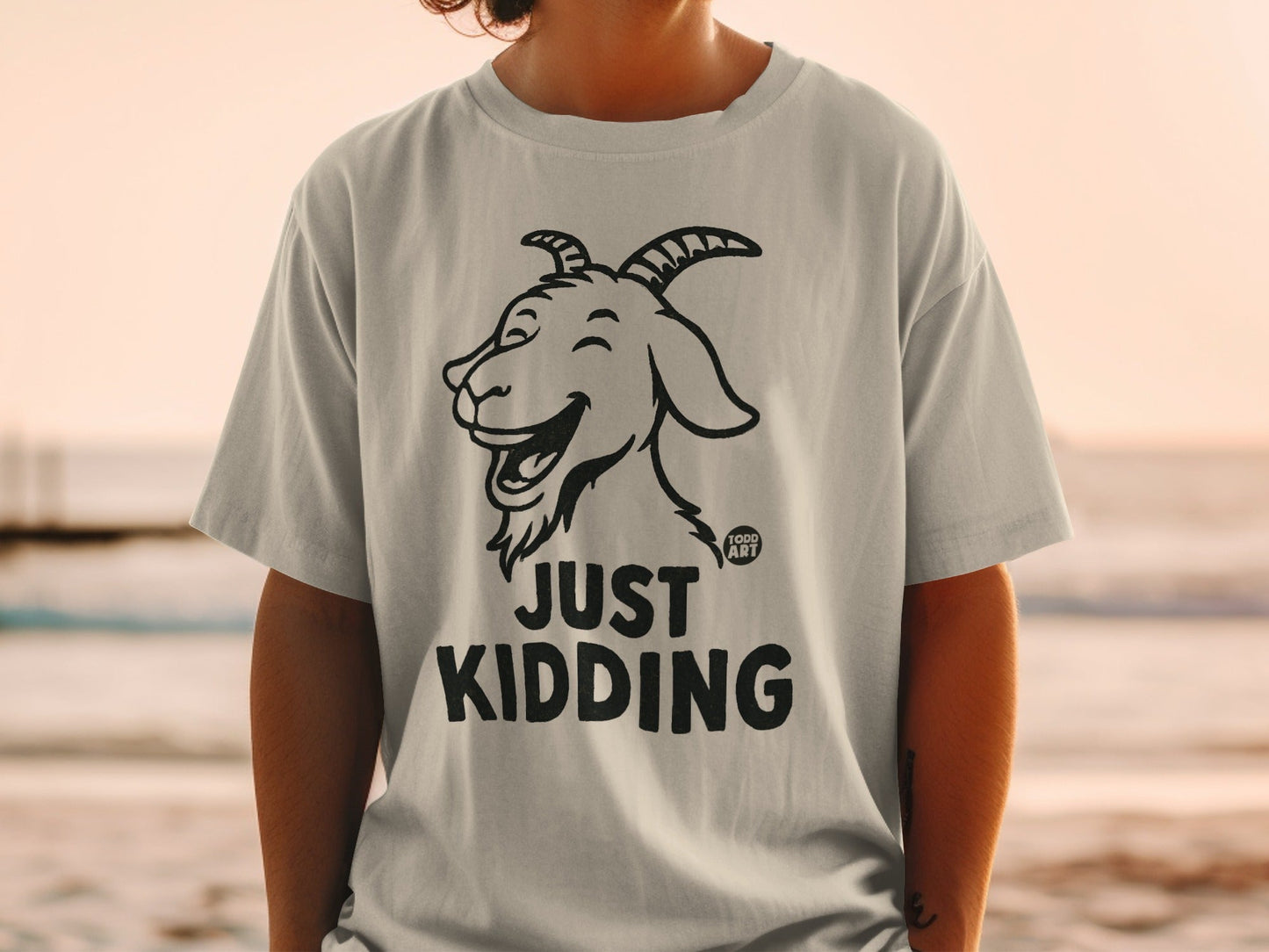 Just Kidding Funny Goat Graphic Tee Shirt