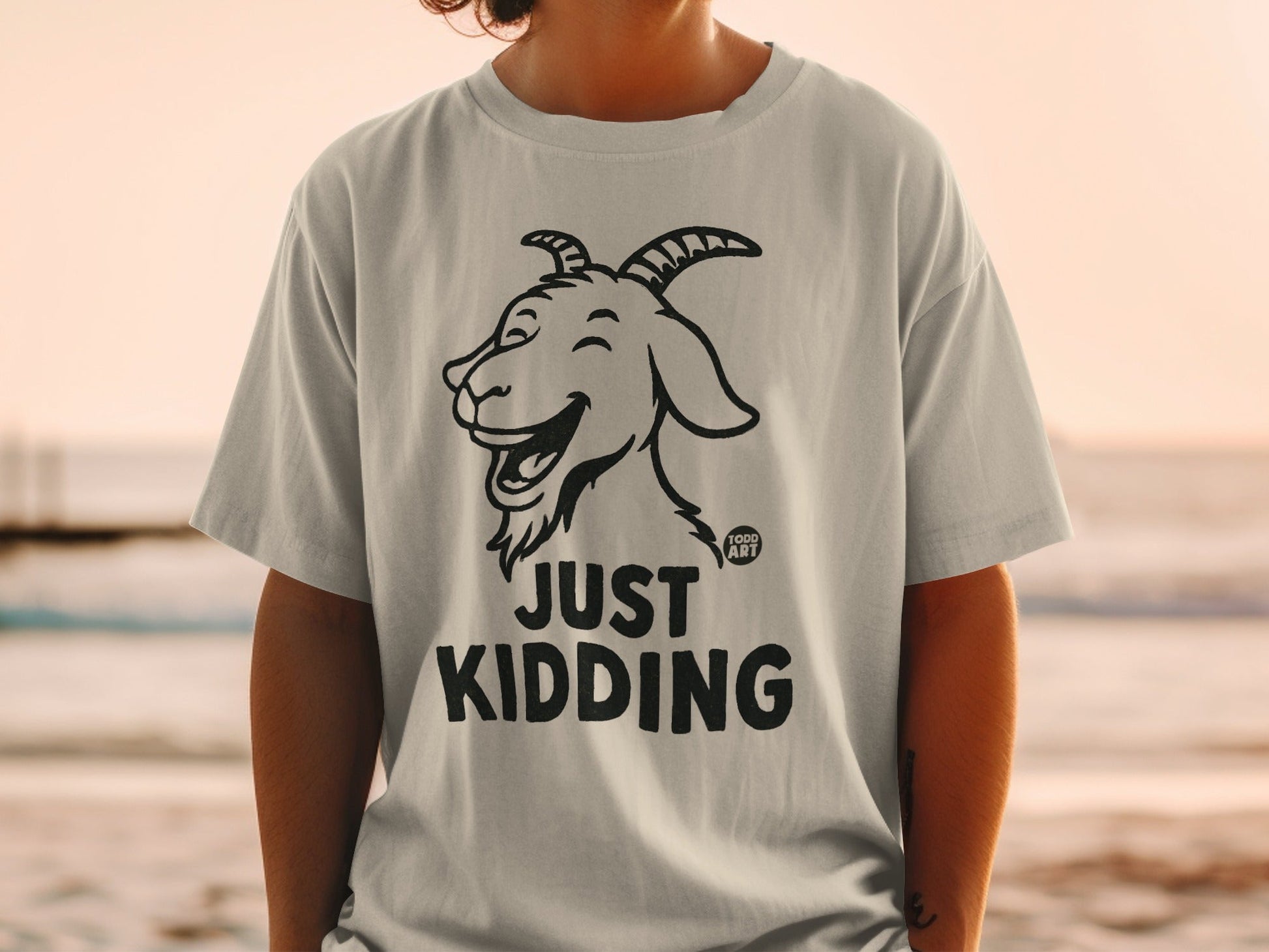 Just Kidding Funny Goat Graphic Tee Shirt