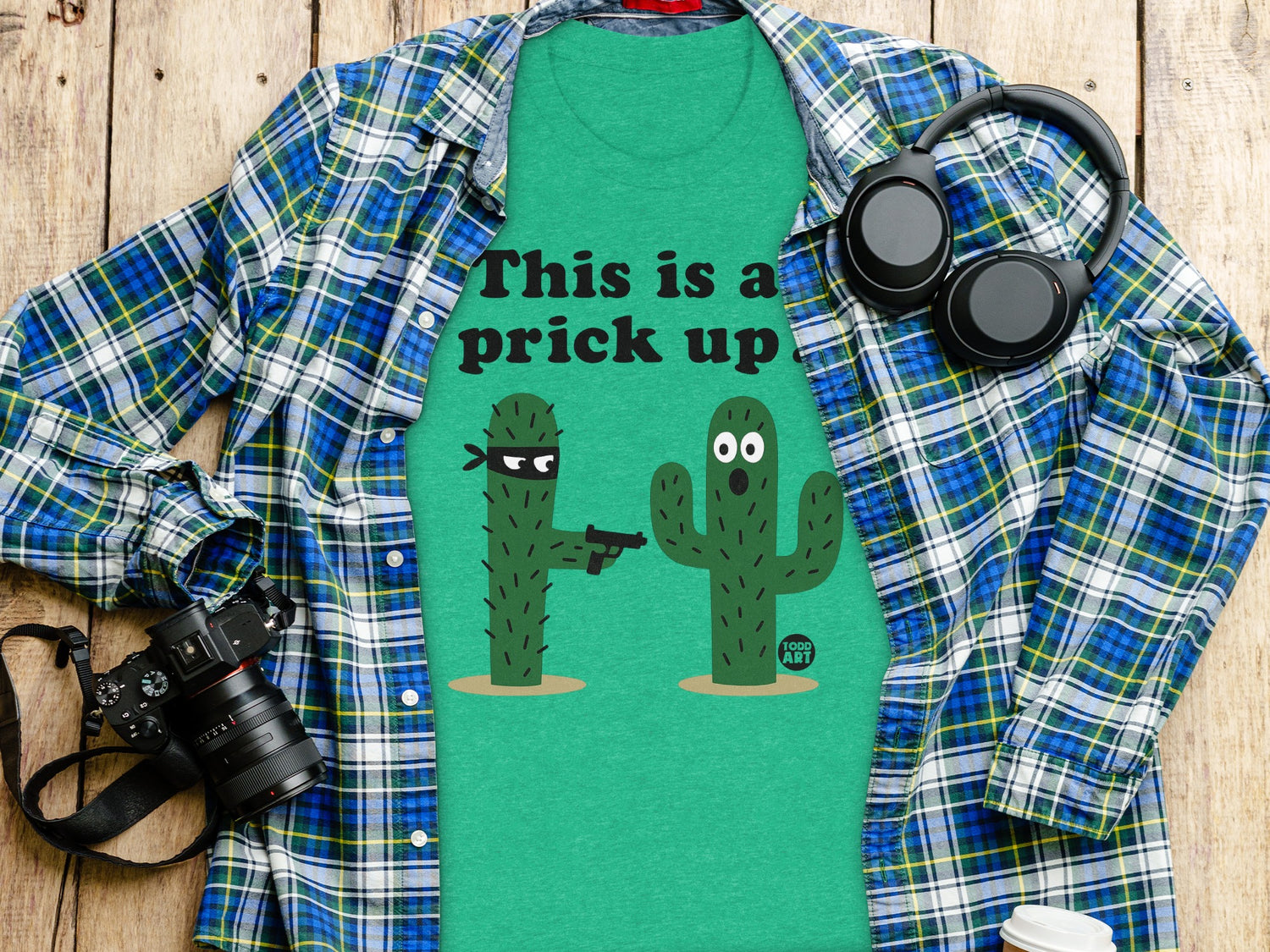 This is a prick up cactus graphic tee product type