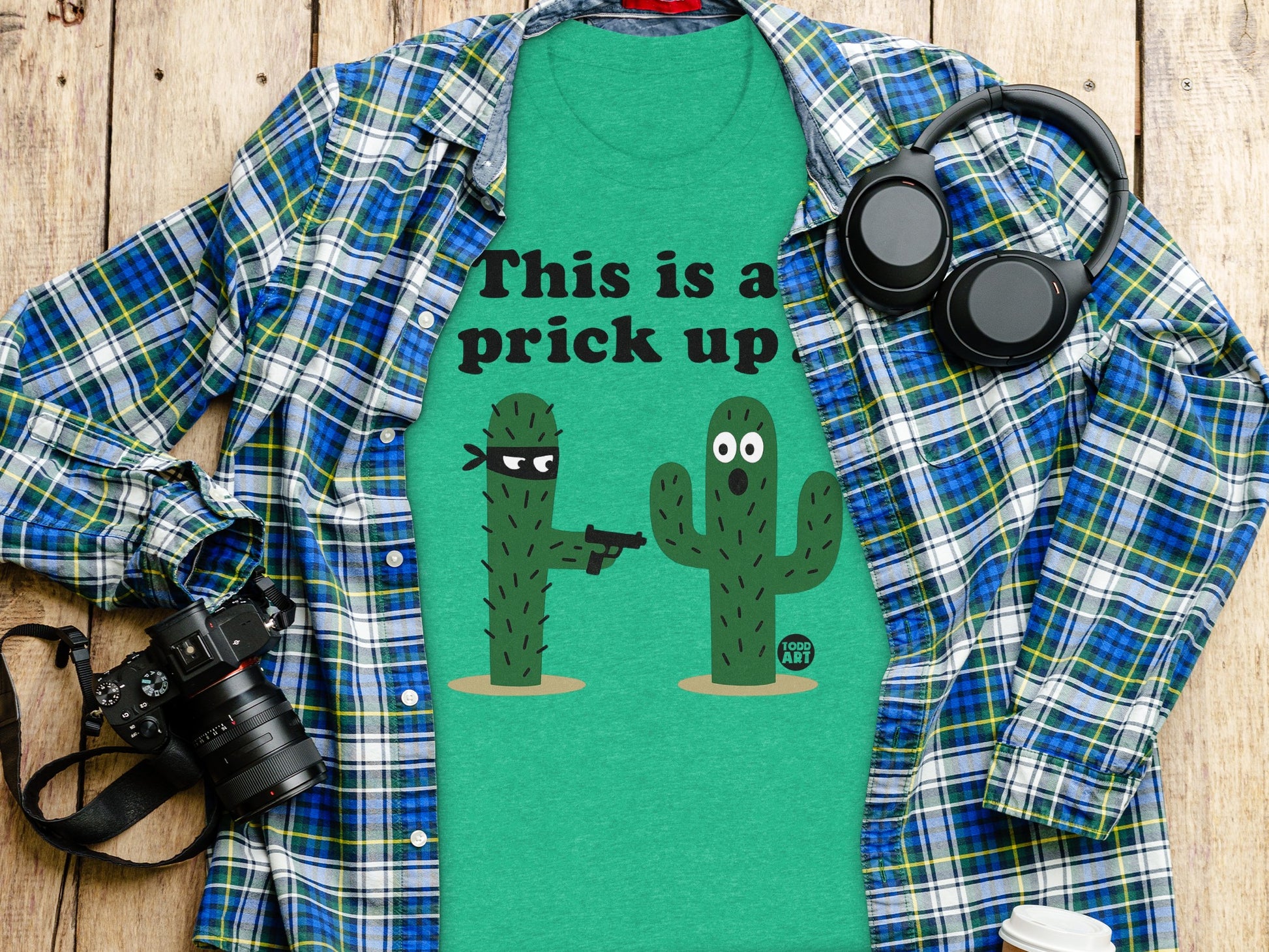 This is a prick up cactus graphic tee product type