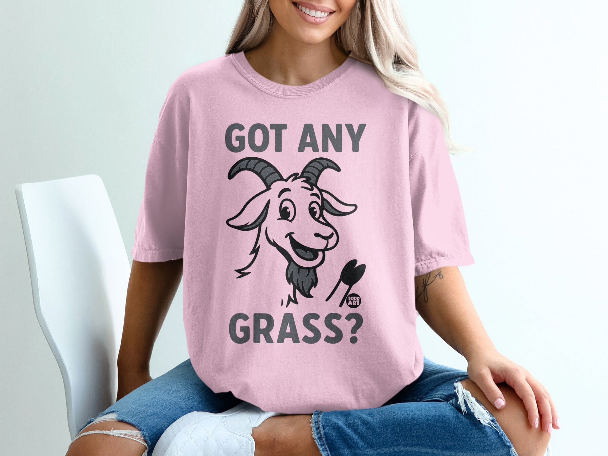 Got Any Grass Goat Graphic Tee Shirt for Casual Wear
