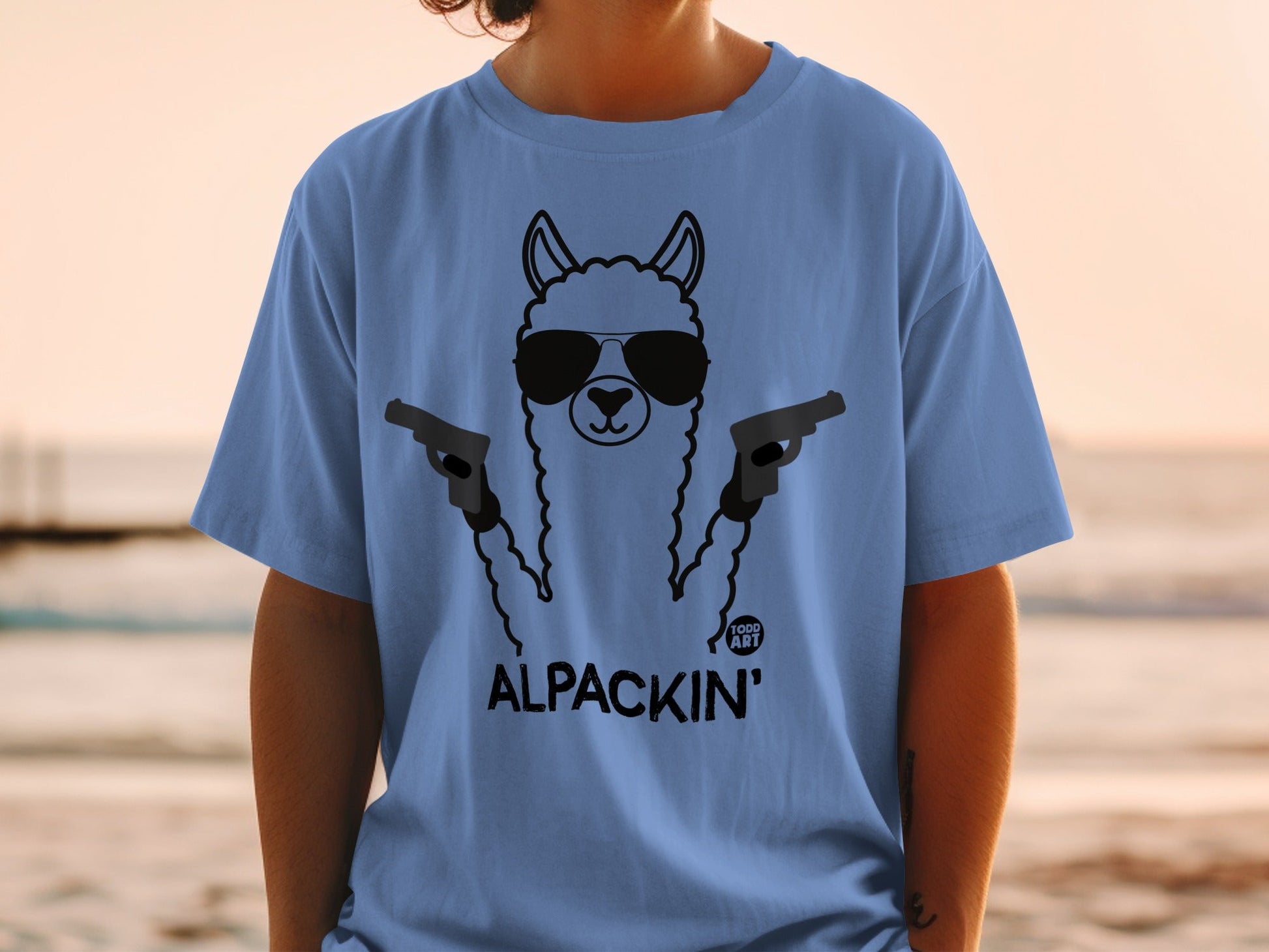 Funny Alpacakin' Shirt with Cool Llama Holding Guns