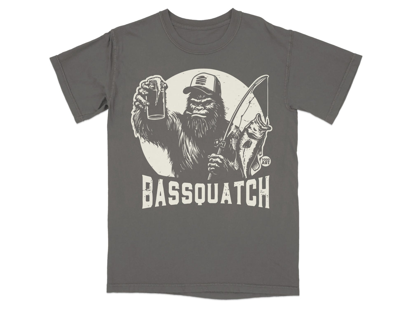 Bassquatch Graphic Design T-Shirt for Outdoor Enthusiasts